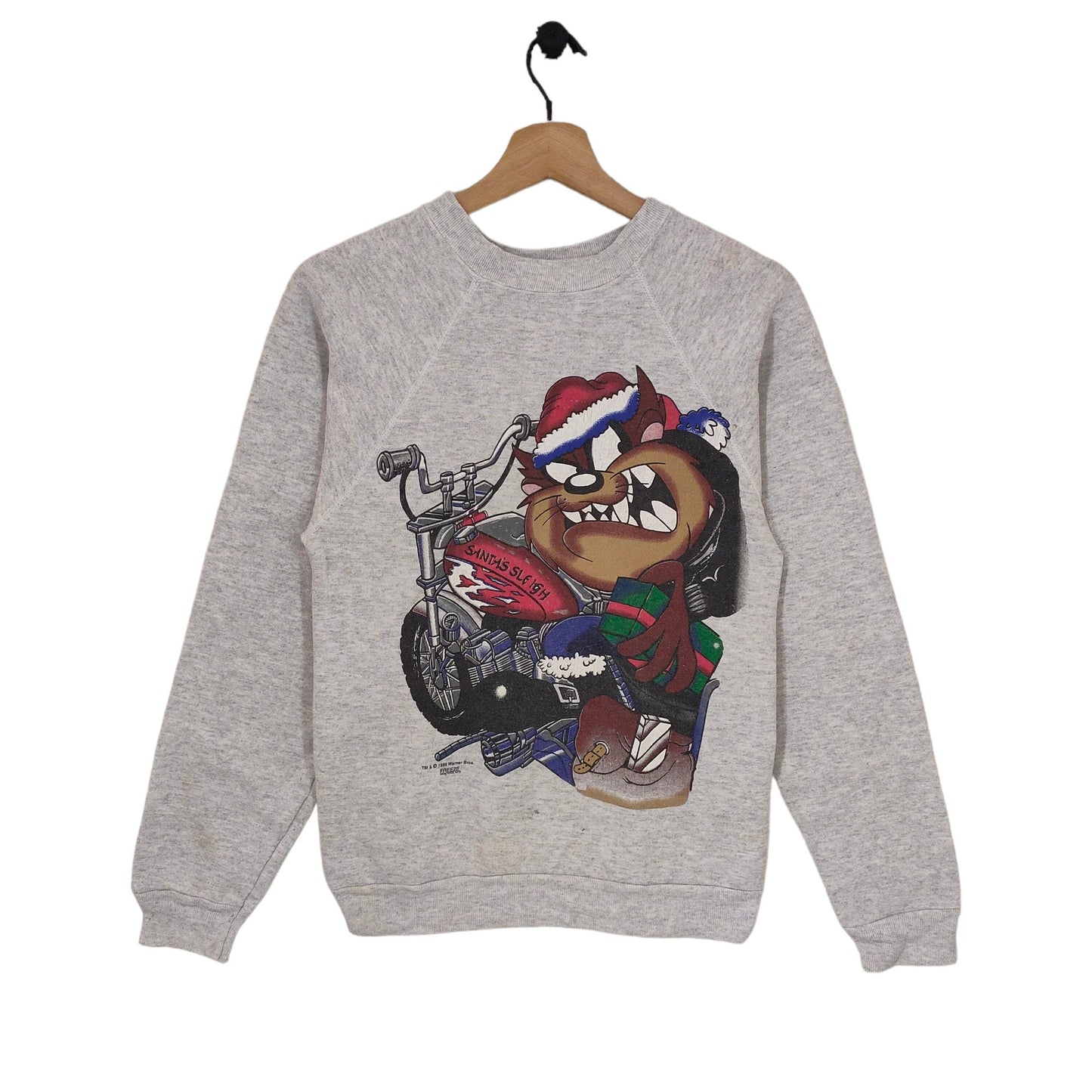 90s Christmas Looney Tunes Raglan Sweatshirt Vintage Tultex 1995 Warner Bros Taz mania Sweater Jumper Crewneck Sweatshirt – Premium Graphic · Top Pick For Any Outfit