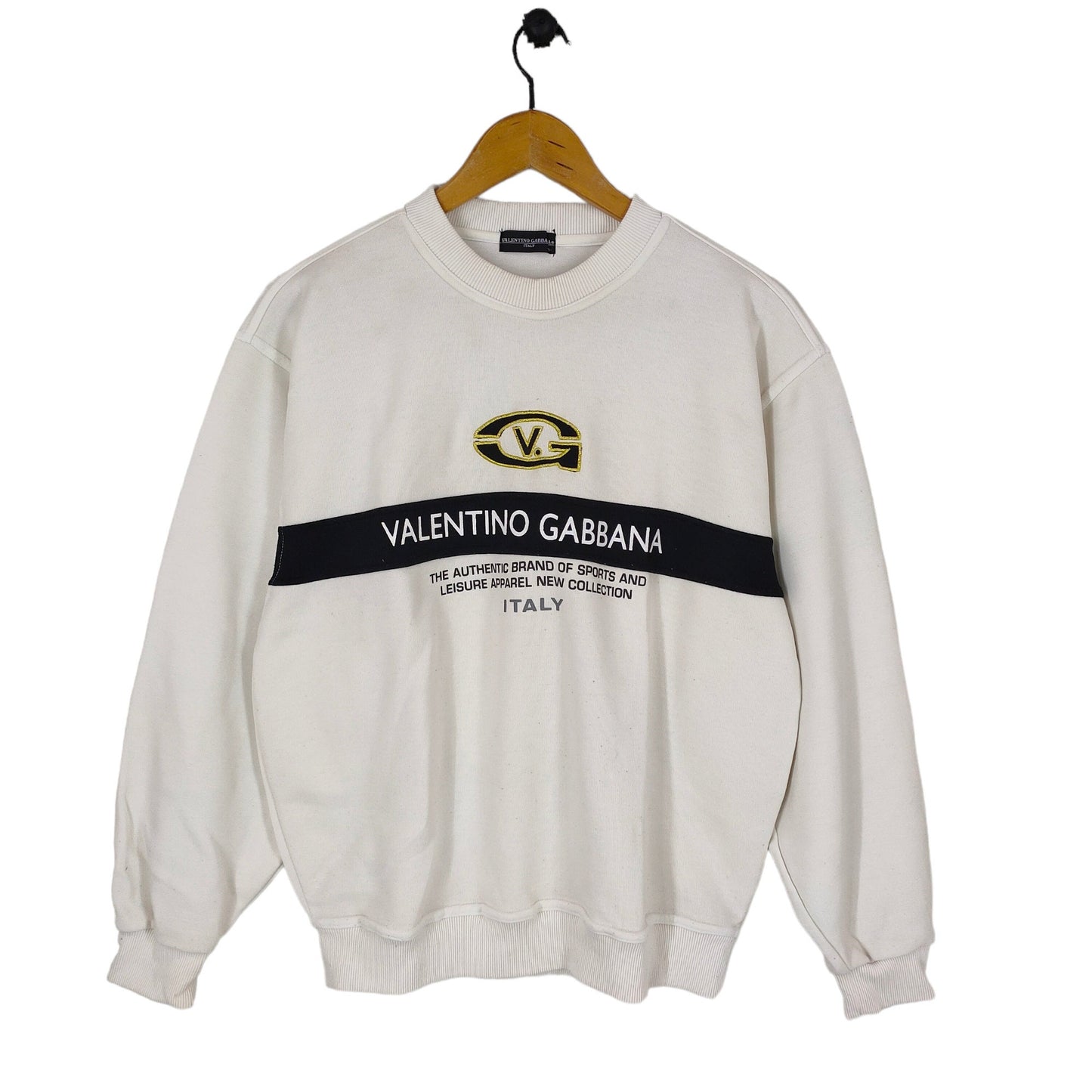 90s Valentino Gabbana Sweatshirt Medium Vintage Valentino Gabbana Italy Sweater Jumper Crewneck White Size M Sweatshirt – Soft Feel · Trending Graphic Apparel