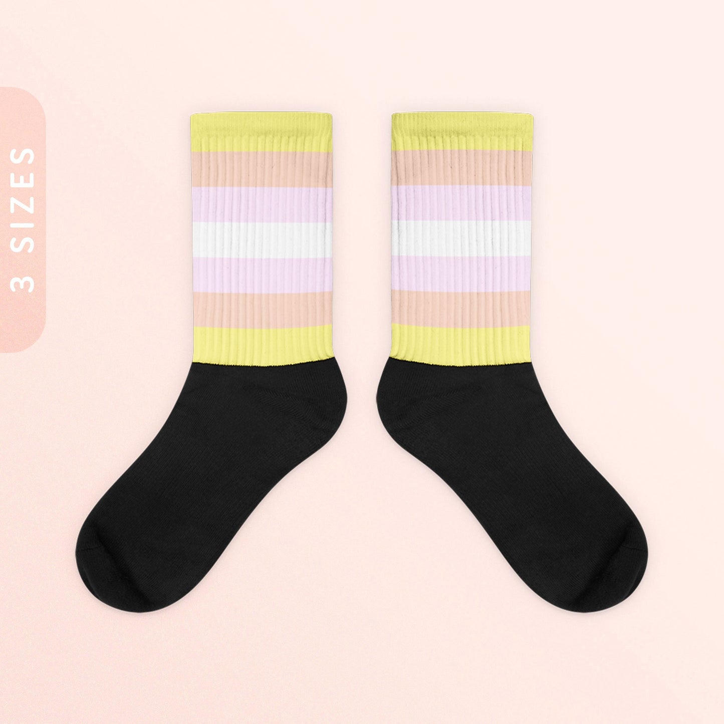 Pangender Flag Color Socks Black Foot Sublimated Socks Pangender Pride Socks LGBTQIA Polygender Gift Genderqueer Pan Pride Ally Wear Graphic Tee – Easygoing Wear · Perfect For Daily Wear