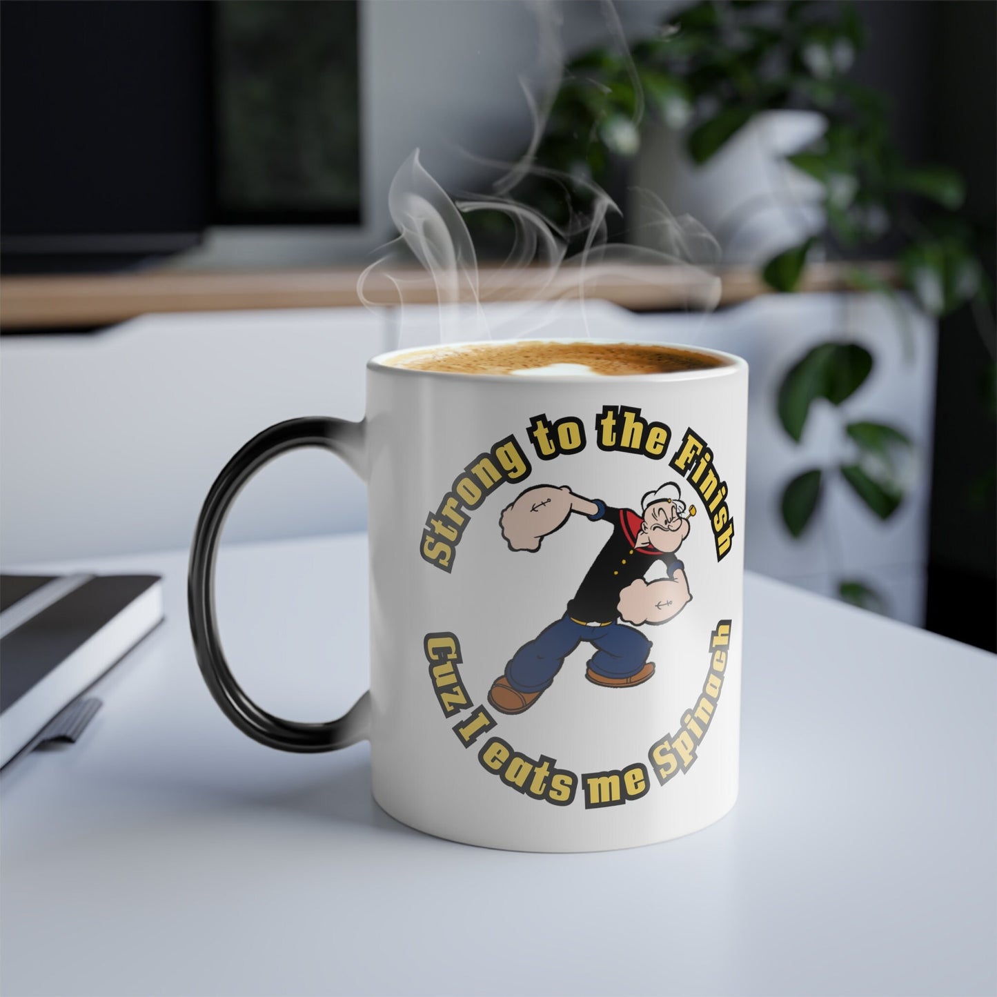 Popeye quotStrong to the Finishquot Color Morphing Ceramic Mug 11 oz Graphic Tee – Warm & Stylish · Perfect For Daily Wear