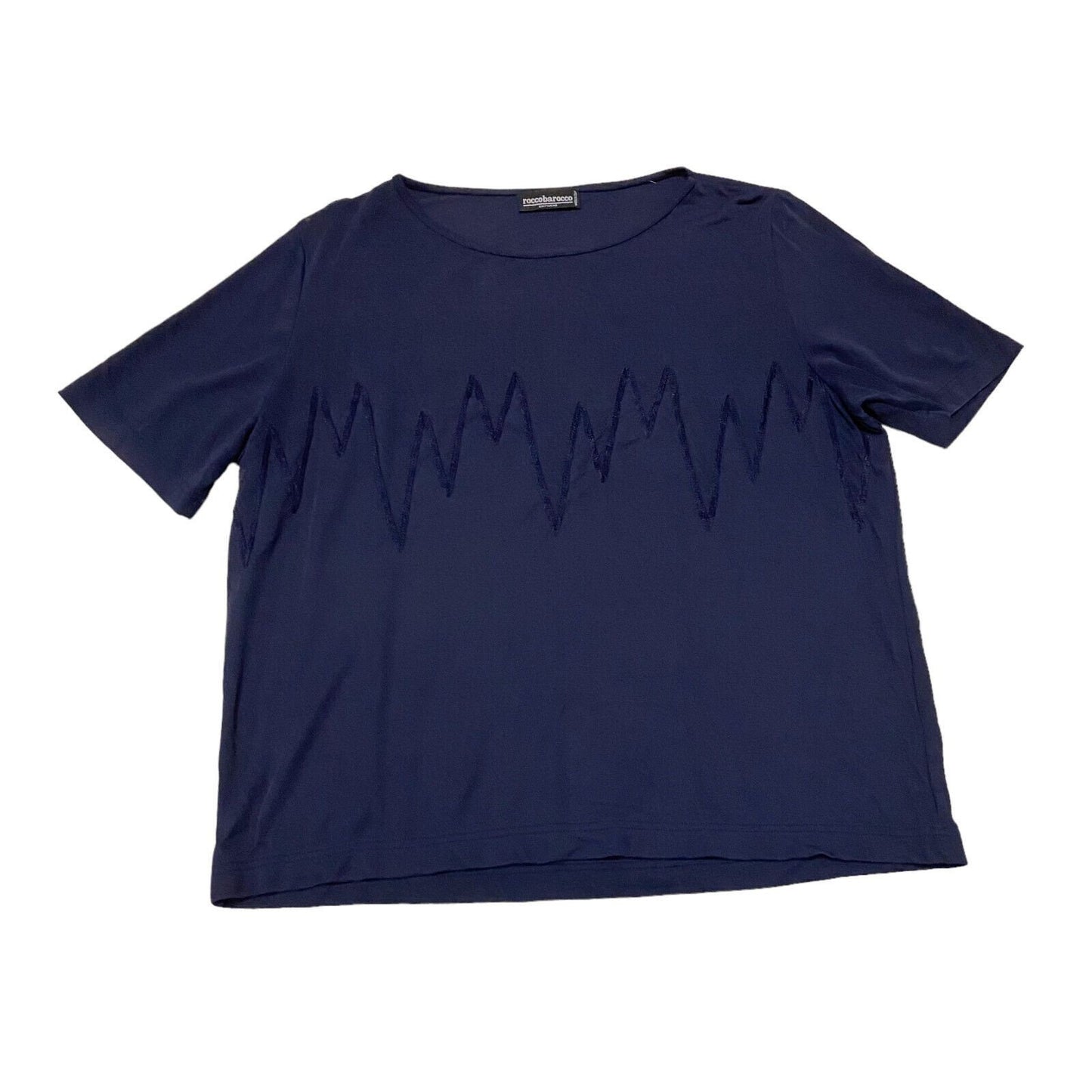 Roccobarocco Women39s Tshirt Vintage High End Luxury Designer Navy Blue VTG Graphic Tee – Everyday Comfort · High-Quality Print