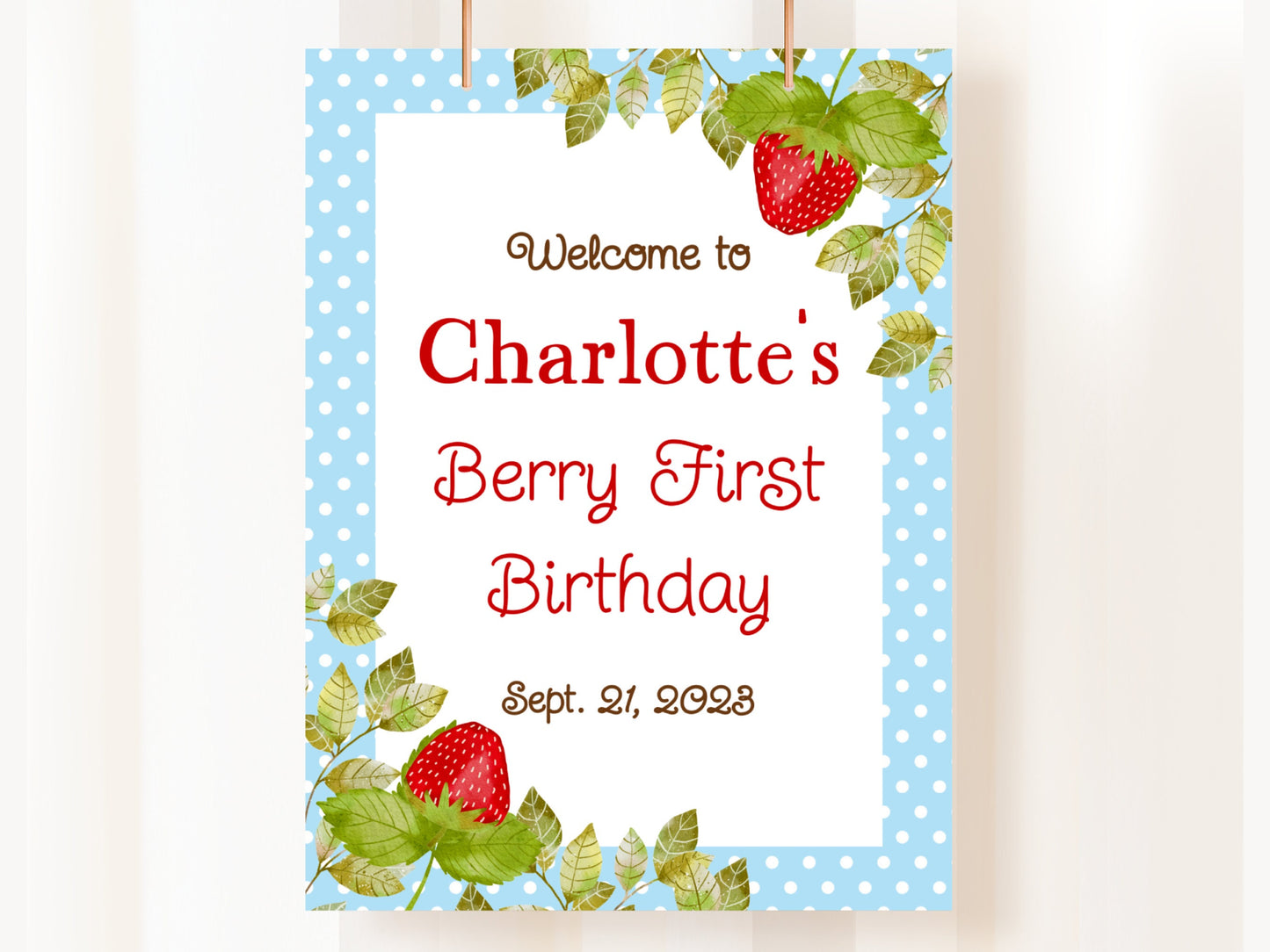 Editable Berry First Birthday Party Welcome Sign Strawberry Birthday Party Welcome Sign Berry Sweet Birthday Party Decorations STRAW Graphic Tee – Warm & Stylish · Must-Have Style