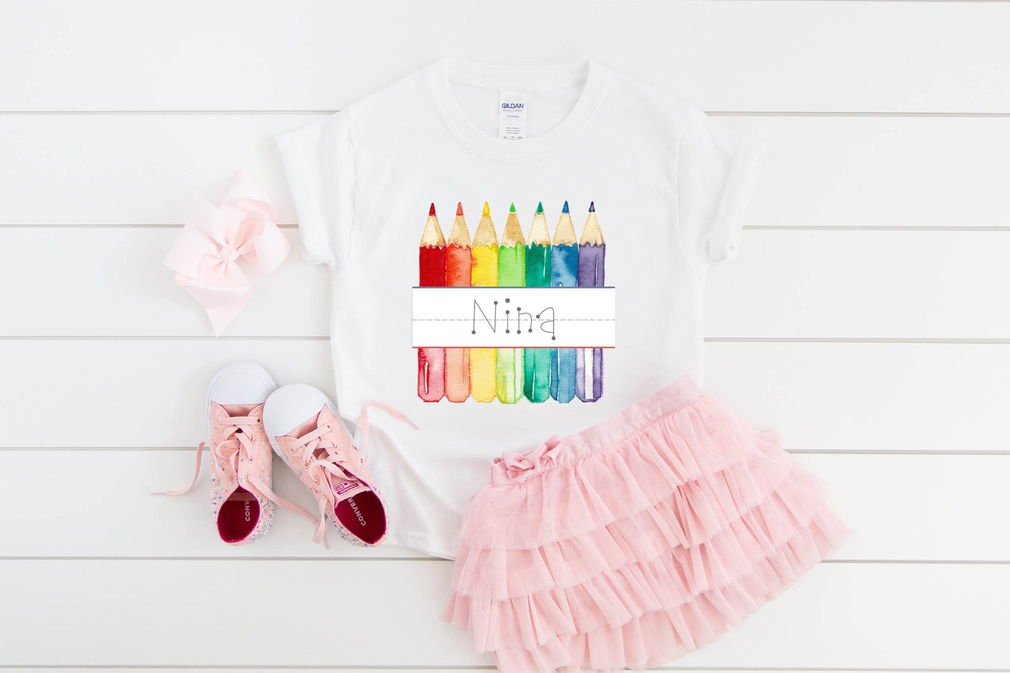 Personalized Name Girl Shirt Personalized Back to School Shirt Custom Girl Shirt Toddler Name Shirt Custom Crayon Name Back to School Graphic Tee – Feel-Good Design · High-Quality Print