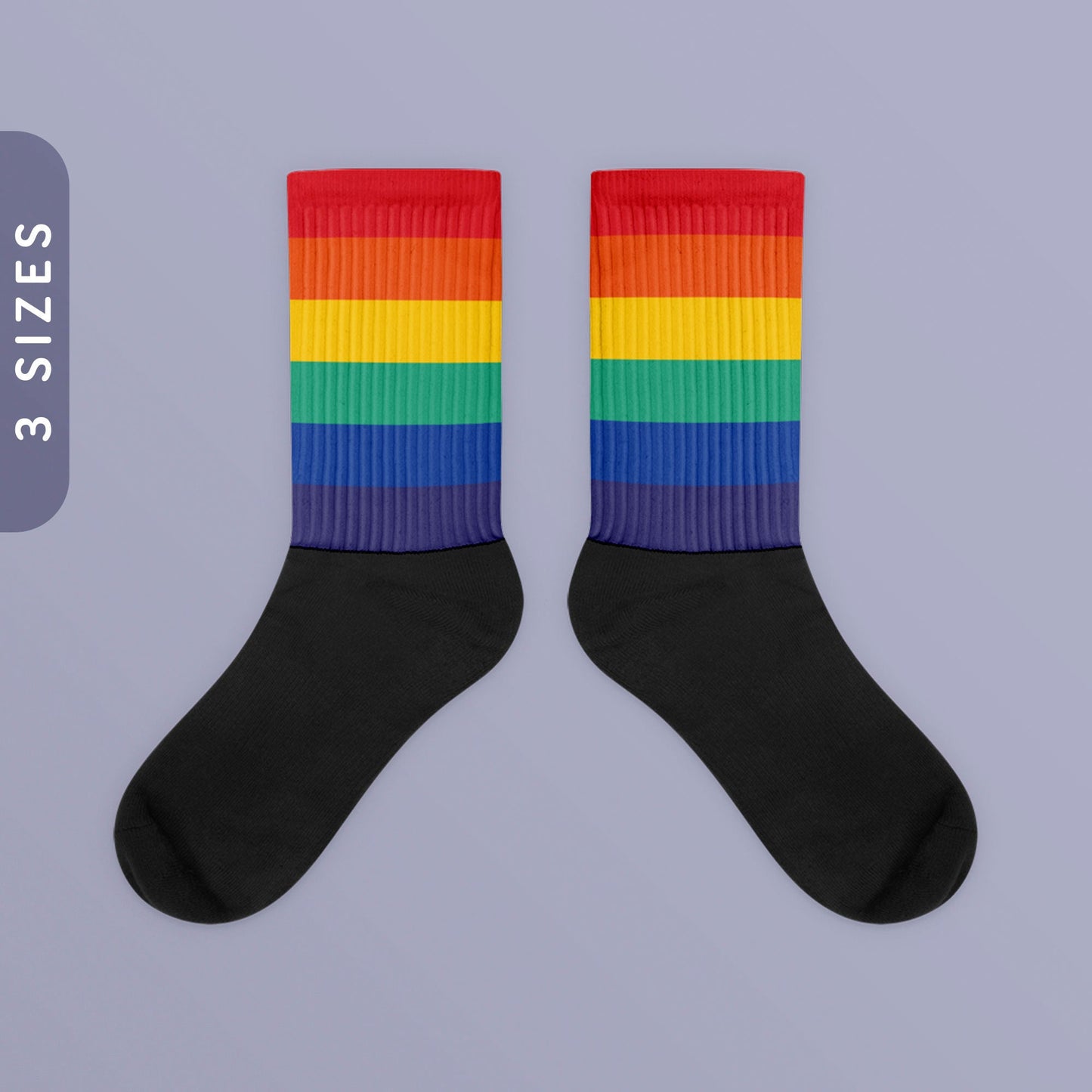 Rainbow Socks Black Foot Sublimated Socks LGBTQ Pride Socks Gay Pride Socks Ally Pride Socks Pride Month Socks Pride March Socks Graphic Tee – Aesthetic Look · Perfect For Daily Wear
