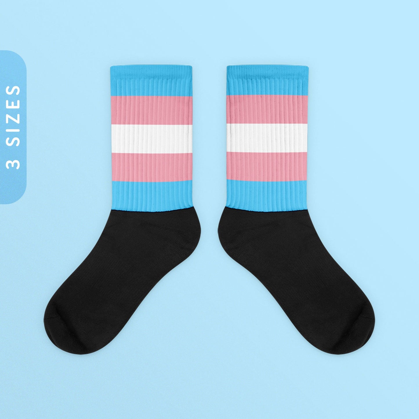 Transgender Flag Color Socks Black Foot Sublimated Socks LGBTQ Trans Pride Socks Pride Month Socks Ally Pro Trans Pride Clothing Graphic Tee – Warm & Stylish · High-Quality Print