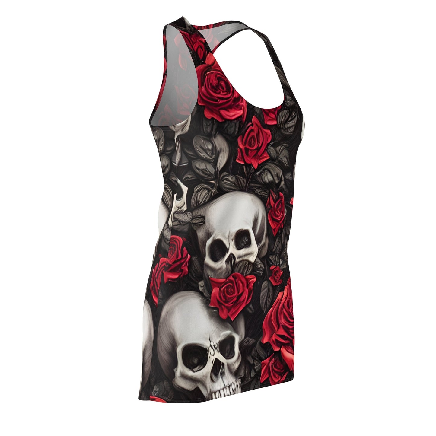 Skulls and Roses Racerback Dress Elegance with an Edge by artist Anne Laure Goupil Women39s Cut Sew Racerback Dress AOP Graphic Tee – Soft Feel · High-Quality Print