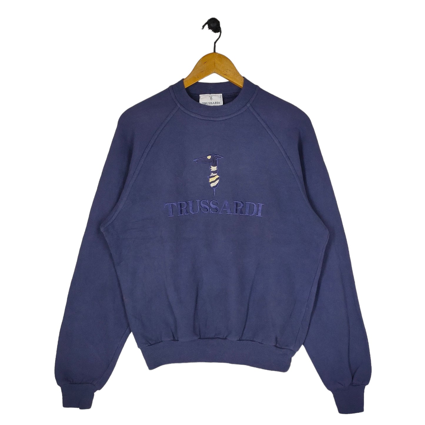 Vtg 90s Trussardi Raglan Sweatshirt Vintage Trussardi Embroidery Sweater Jumper Crewneck Navy Blue Sweatshirt – Aesthetic Look · Must-Have Style