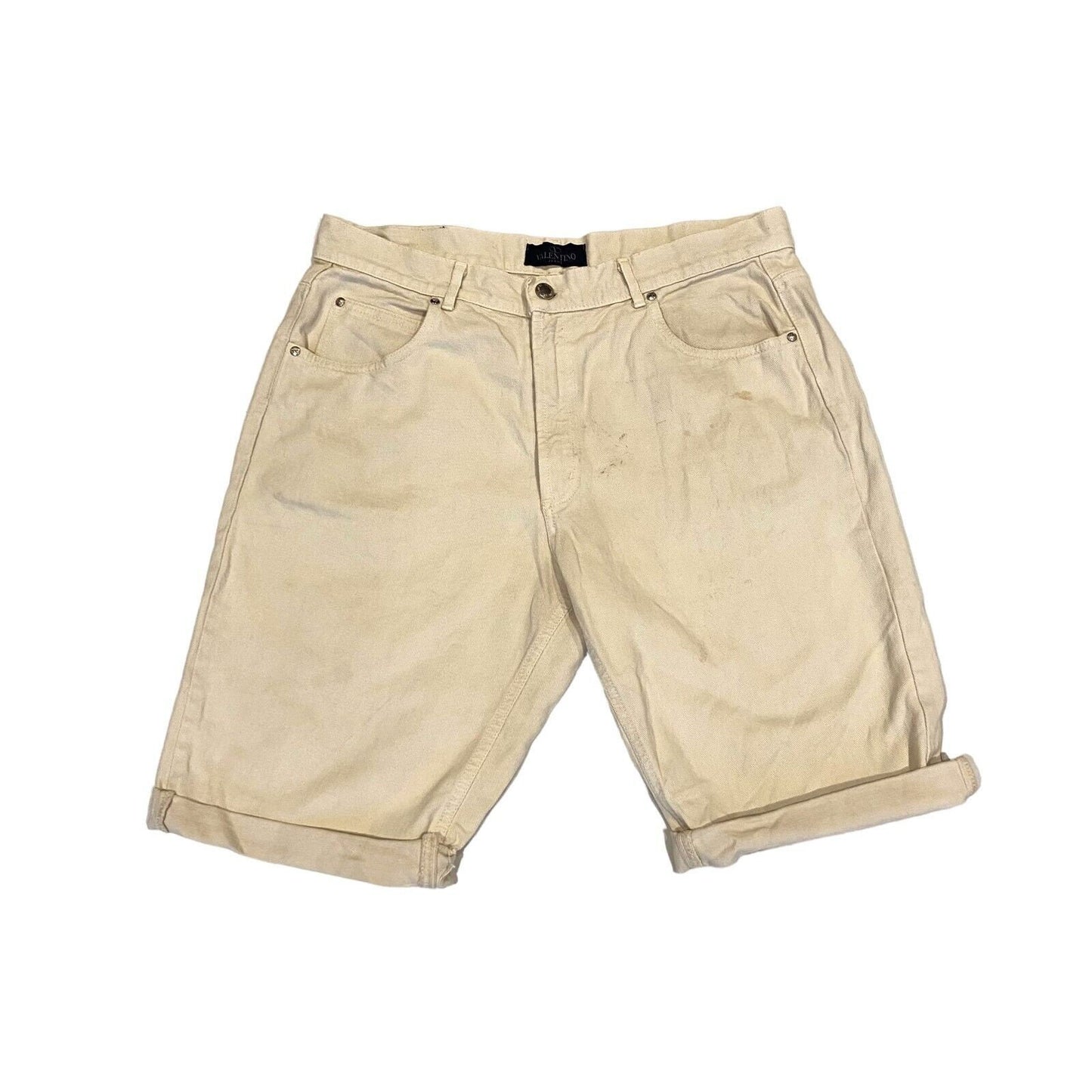 Valentino Denim Shorts Vintage Luxury High End Beige Custom Cut Jeans VTG Graphic Tee – Easygoing Wear · Top Pick For Any Outfit