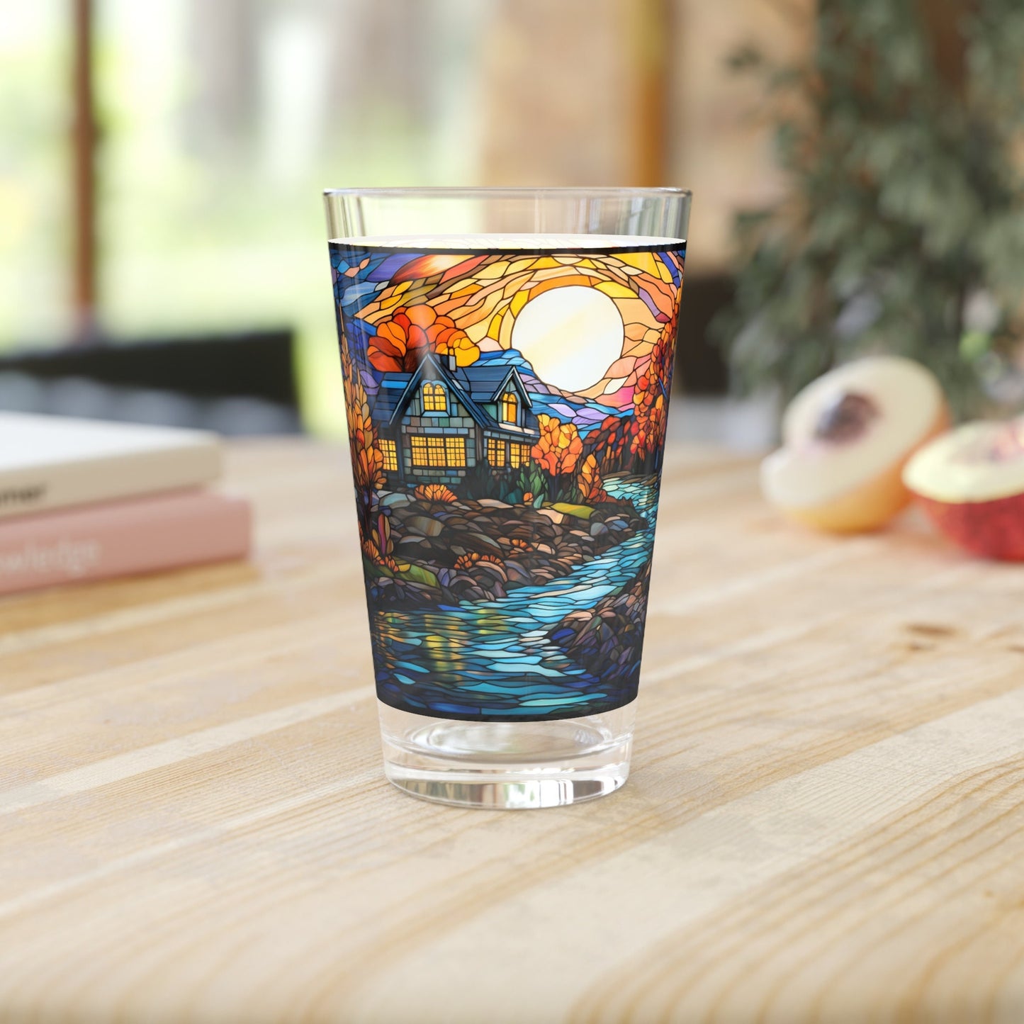 Rural Serenity a charming farmhouse near a babbling brook 16oz Pint Glass Gift idea gifts for home decor housewarming gift Graphic Tee – Cozy Vibes · Must-Have Style