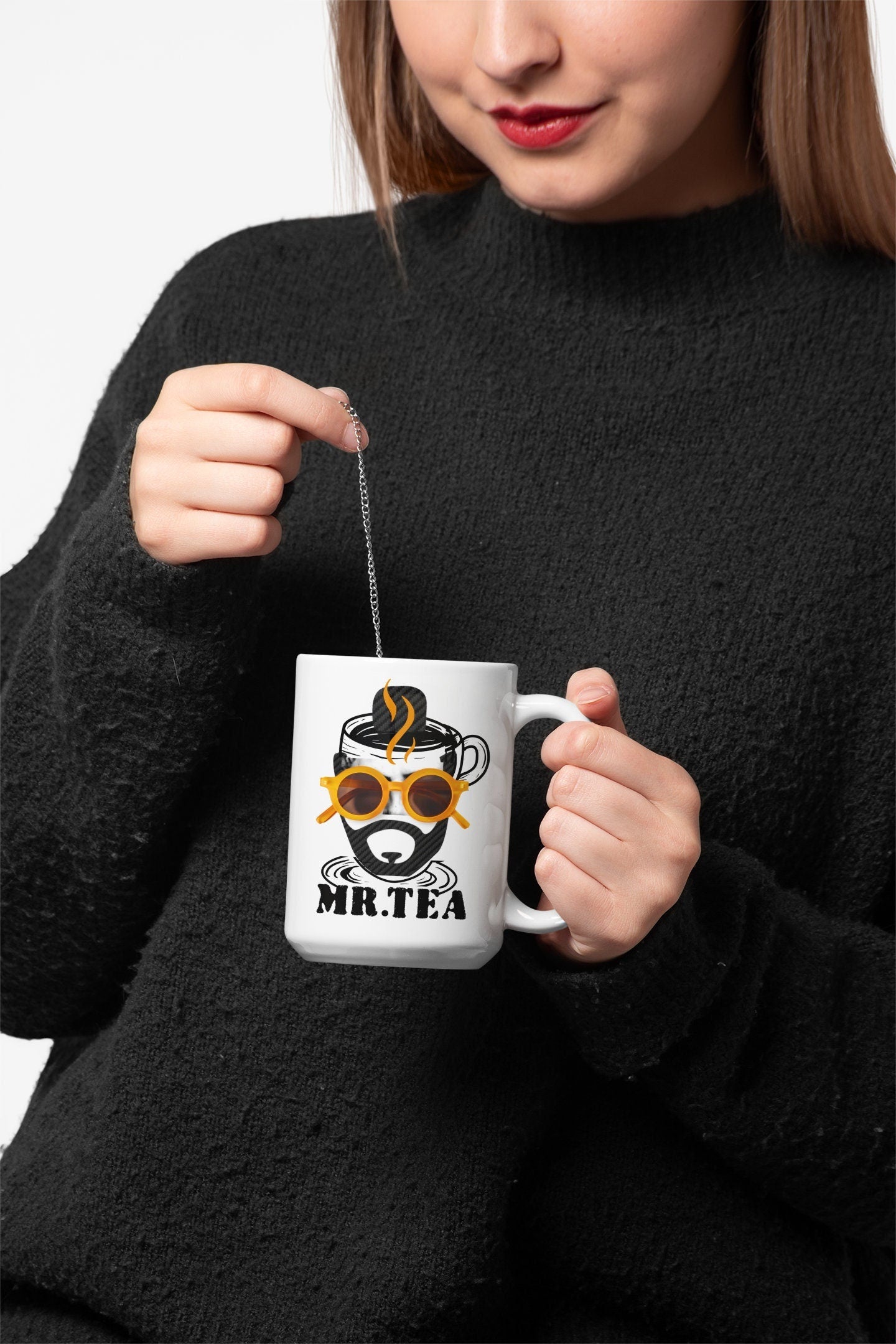 Mister Tea White glossy mug Graphic Tee – Warm & Stylish · High-Quality Print