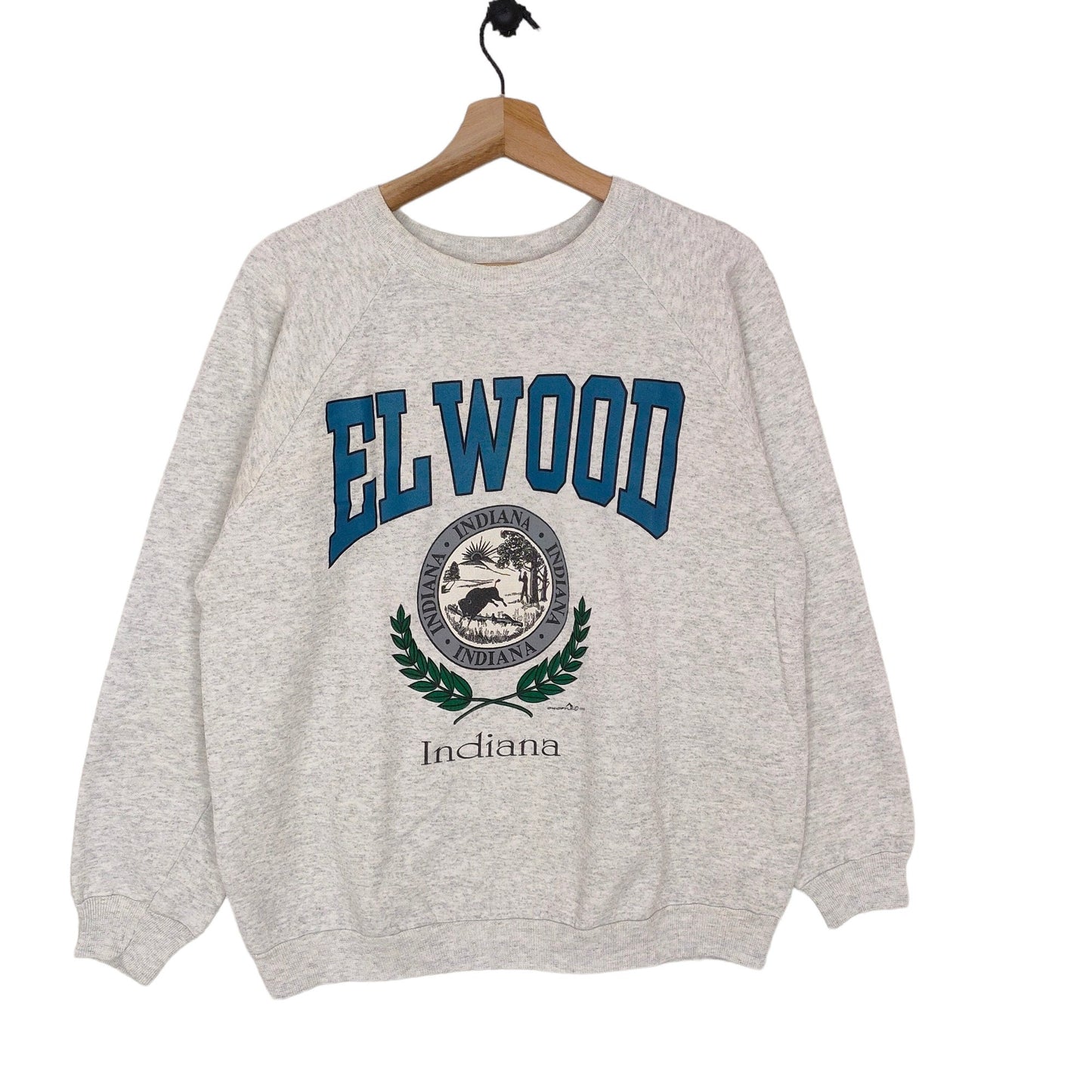 90s El Wood Indiana Crewneck Sweatshirt Large Vintage Hanes Sweater Jumper Indiana USA Souvenir Size L Sweatshirt – Cozy Vibes · High-Quality Print