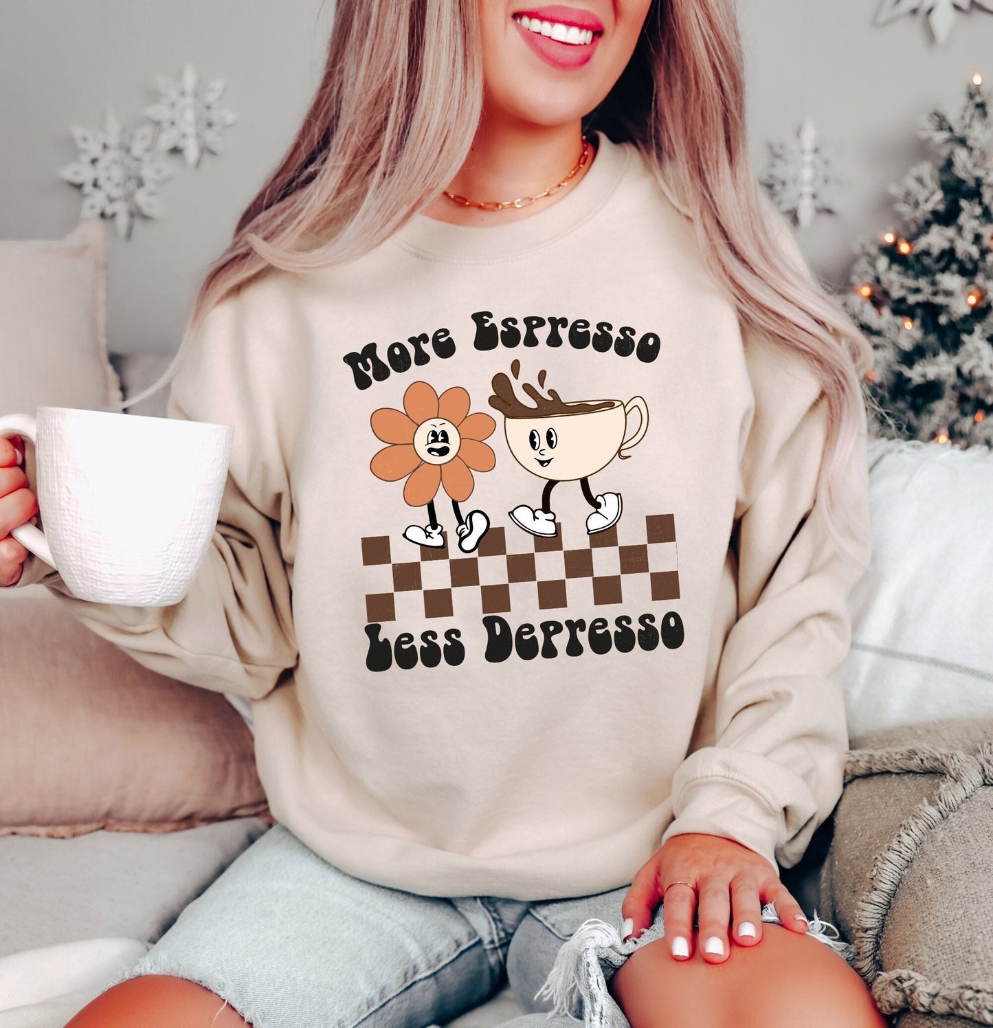 More Espresso Less Depresso Sweatshirt Retro Coffee Sweatshirt Therapy Sweater Retro Espresso Sweatshirt 90s SweaterMotivational Hoodie Hoodie – Aesthetic Look · Must-Have Style