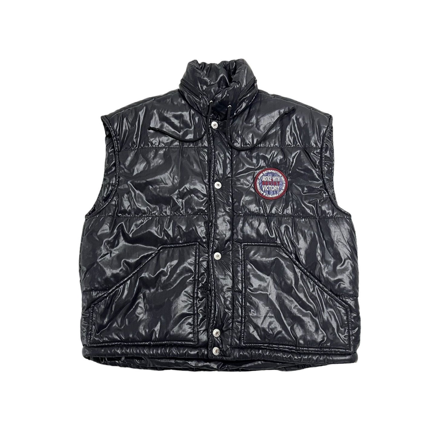 Justice With Soviet Victory Padded Gilet Vintage Puffer Bodywarmer Black VTG Graphic Tee – Bold Style · Perfect For Daily Wear