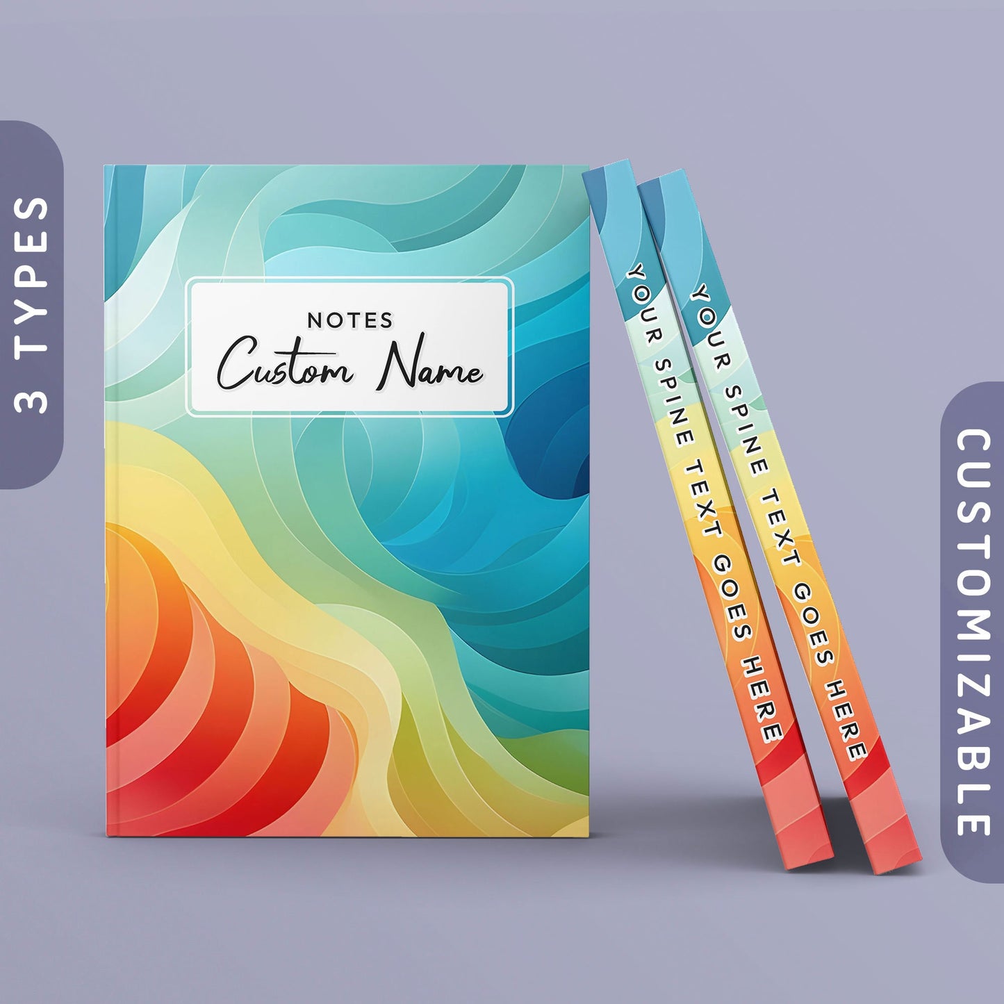 Personalized Subtle Rainbow Abstract Journal Customizable Hardcover Notebook Custom Name Text Minimalist Modern Casual Journal Graphic Tee – Fan Favorite · High-Quality Print