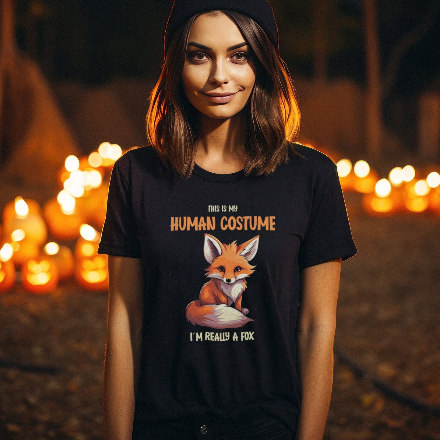 Cute Fox Halloween T Shirt This is My Human Costume Tee Animal Lovers Shirt Charming Anime Gift Idea Easy Fall Outfit Unisex Top Graphic Tee – Soft Feel · Top Pick For Any Outfit
