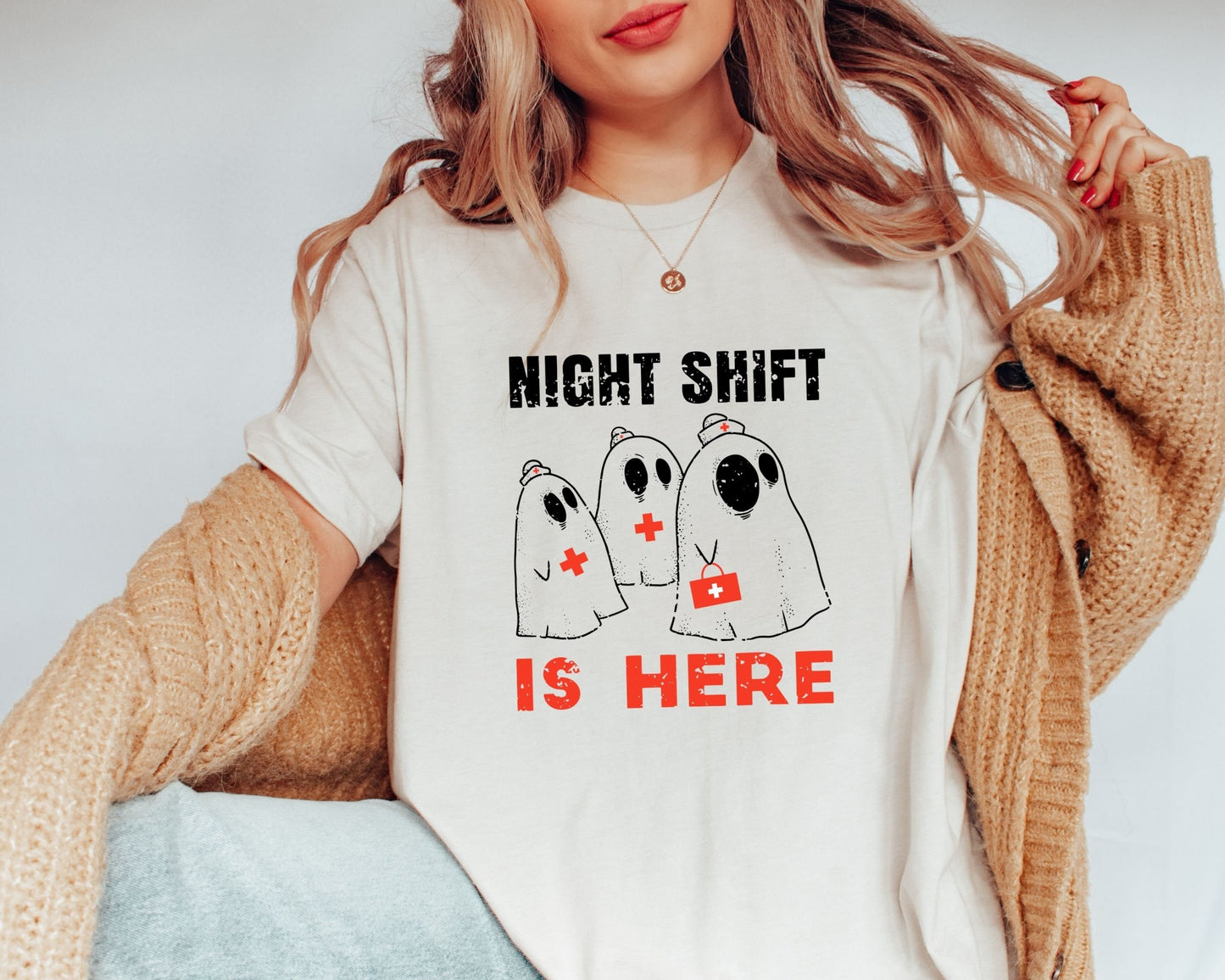 Night Shift Is Here Halloween Shirt Halloween Nurse Gift Nurse Gift Funny Ghost T Shirt Trendy Spooky Nurse Shirt Nursing Student Tee Graphic Tee – Everyday Comfort · Must-Have Style