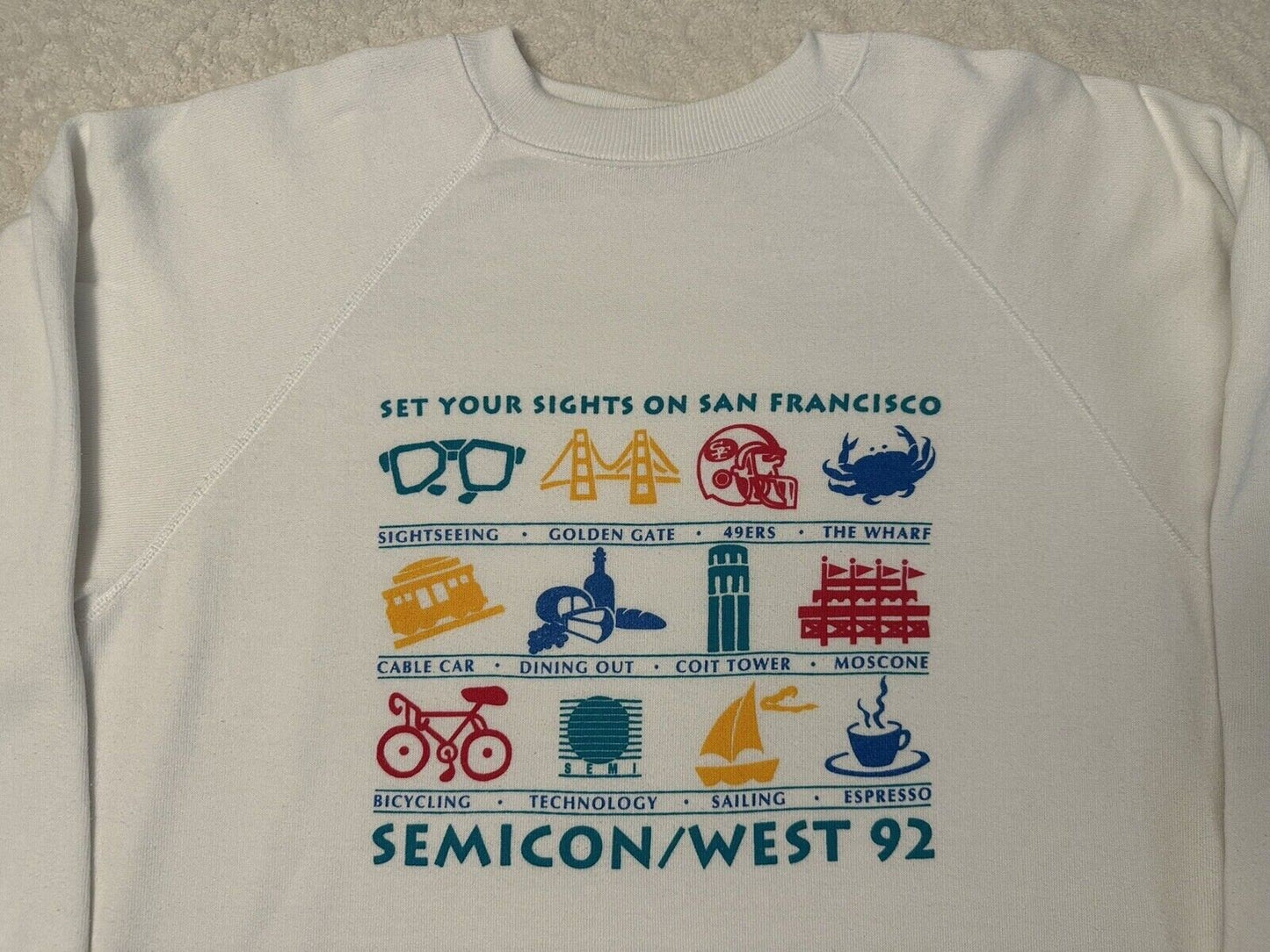 Vintage 1990s 90s 1992 SemiCon West Electronics San Francisco Sweatshirt XL Sweatshirt – Soft Feel · High-Quality Print