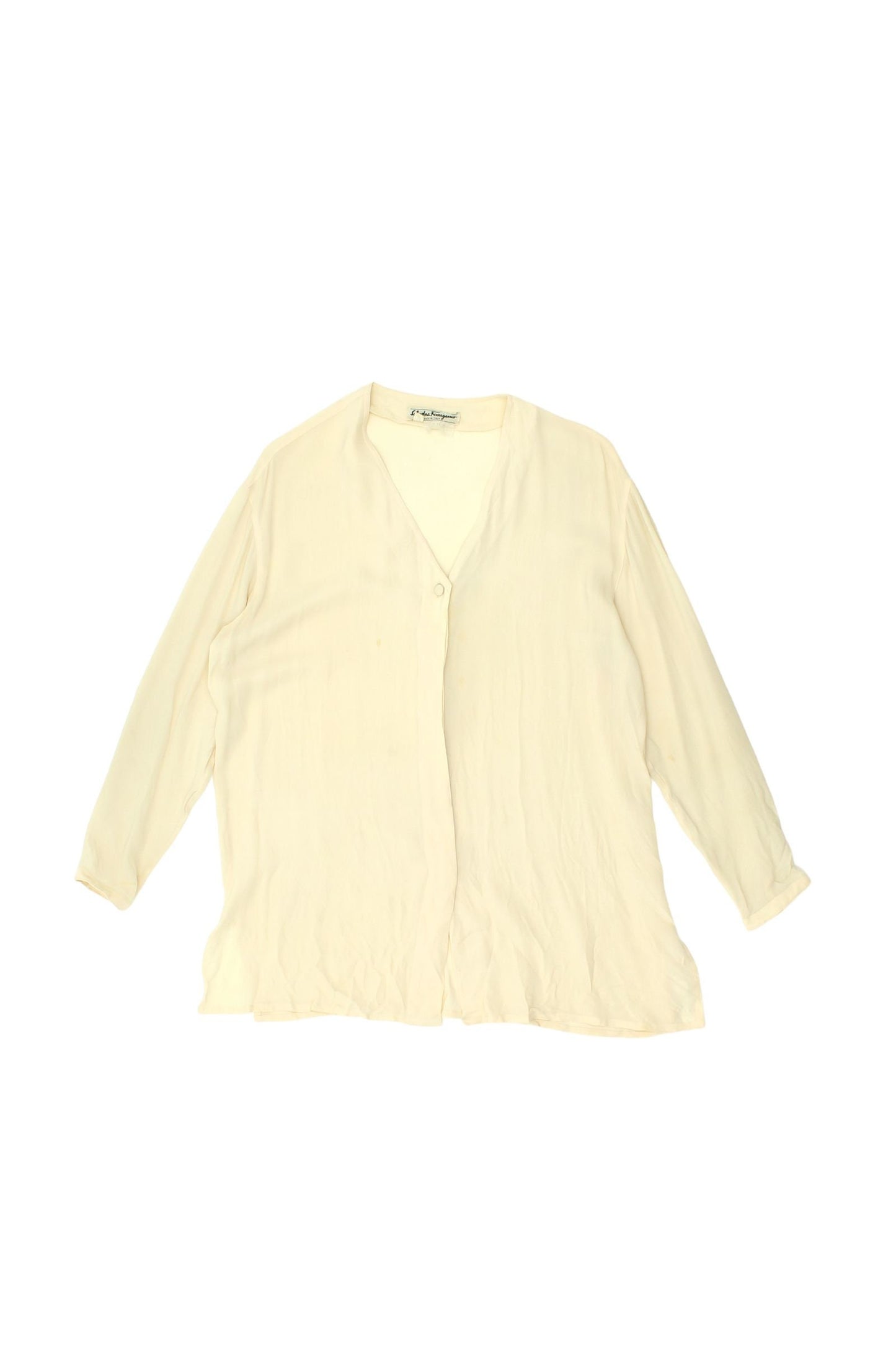 Salvatore Ferragamo Women39s Button Up Silk Blouse Vintage High End Beige VTG Graphic Tee – Easygoing Wear · Top Pick For Any Outfit