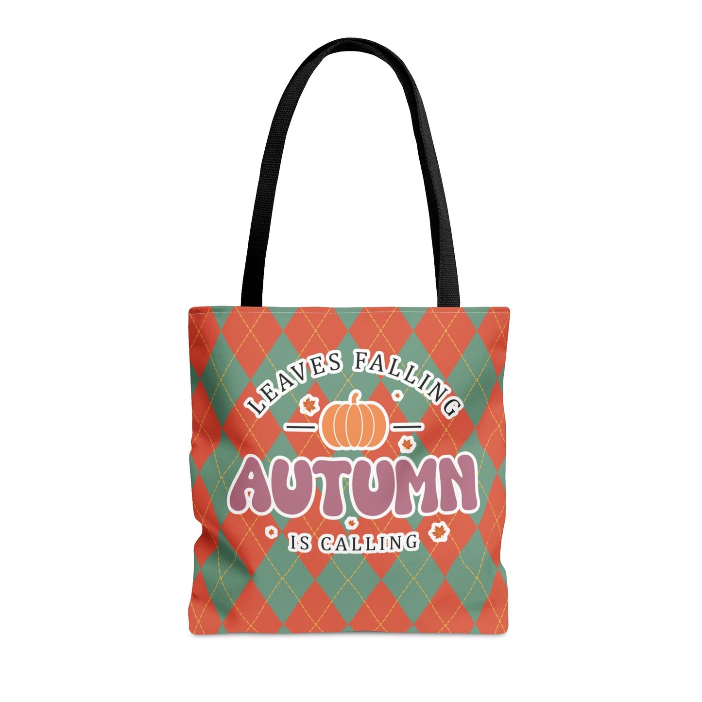Vintage Green and Orange Rhombus pattern Fall Tote Bag AOP Embrace Autumn39s Beauty on the Go Tote Bag – Feel-Good Design · Top Pick For Any Outfit