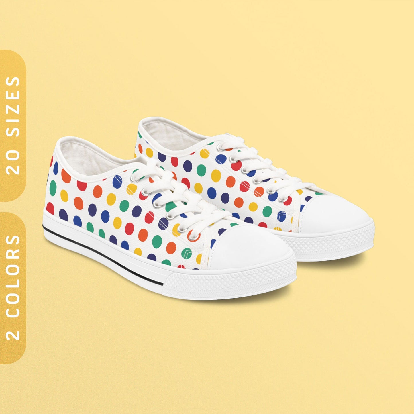 Rainbow Polka Dots Sneakers Black and White Sole Low Top Men39s Women39s Sneakers LGBTQ Pride Sneakers Rainbow Gay Pride Shoes Graphic Tee – Aesthetic Look · High-Quality Print