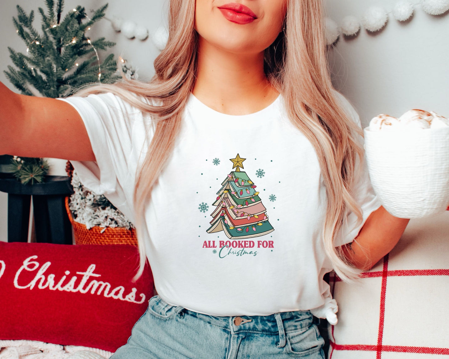 All Booked For Christmas Shirt Gift for Librarian Bookworm Christmas Shirt Christmas Book Tree Shirts Book Lovers Christmas T Shirt Gift Graphic Tee – Feel-Good Design · Trending Graphic Apparel