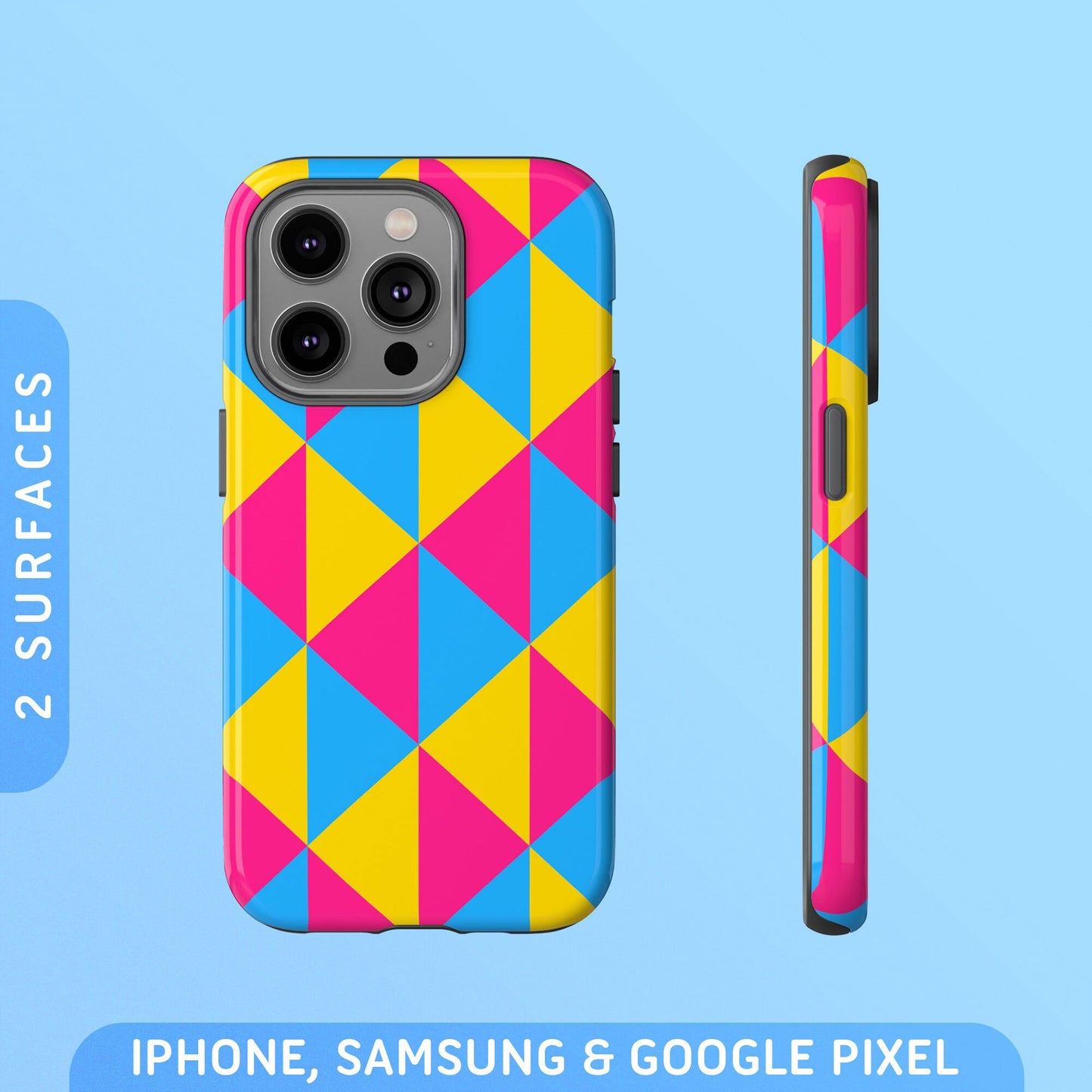 Pansexual Flag Triangles Tough Case iPhone 16 Pro Max Plus 15 14 13 12 11 Samsung S24 S23 S22 S21 Google Pixel 9 8 7 6 5 Phone Graphic Tee – Aesthetic Look · Must-Have Style