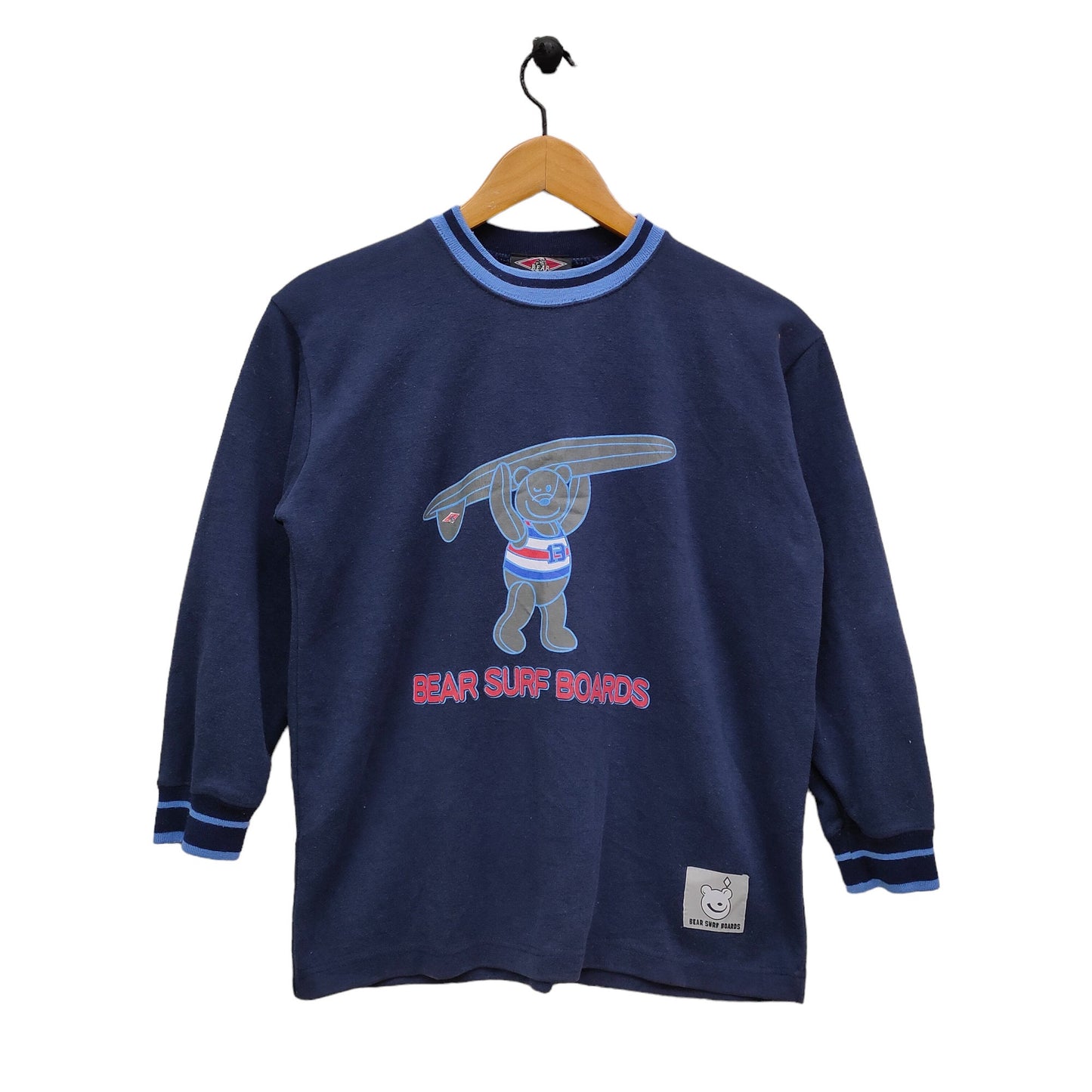 90s Bear Surfboards Long Sleeve Shirt Vintage Bear Surf Tee Navy Blue Graphic Tee – Cozy Vibes · High-Quality Print