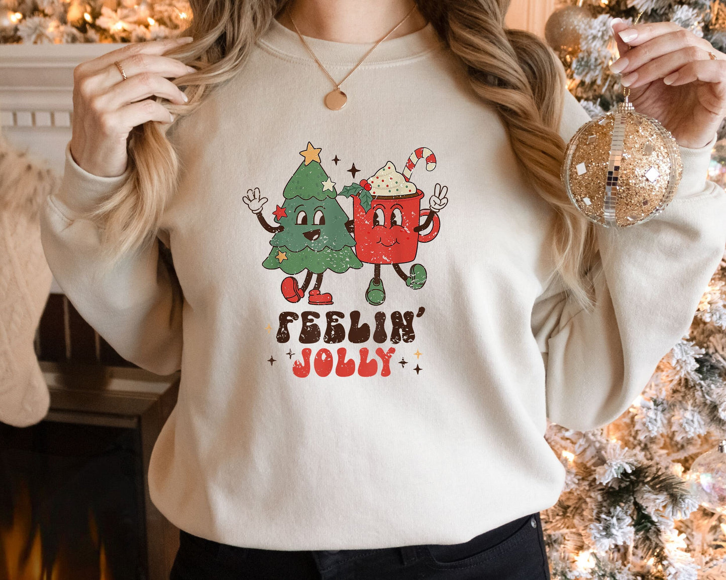 Christmas Sweatshirt Retro Feeling Jolly Christmas Shirt Vintage Christmas Gift Christmas Squad Crew Shirt Holiday ShirtSanta Party Tee Sweatshirt – Cozy Vibes · High-Quality Print