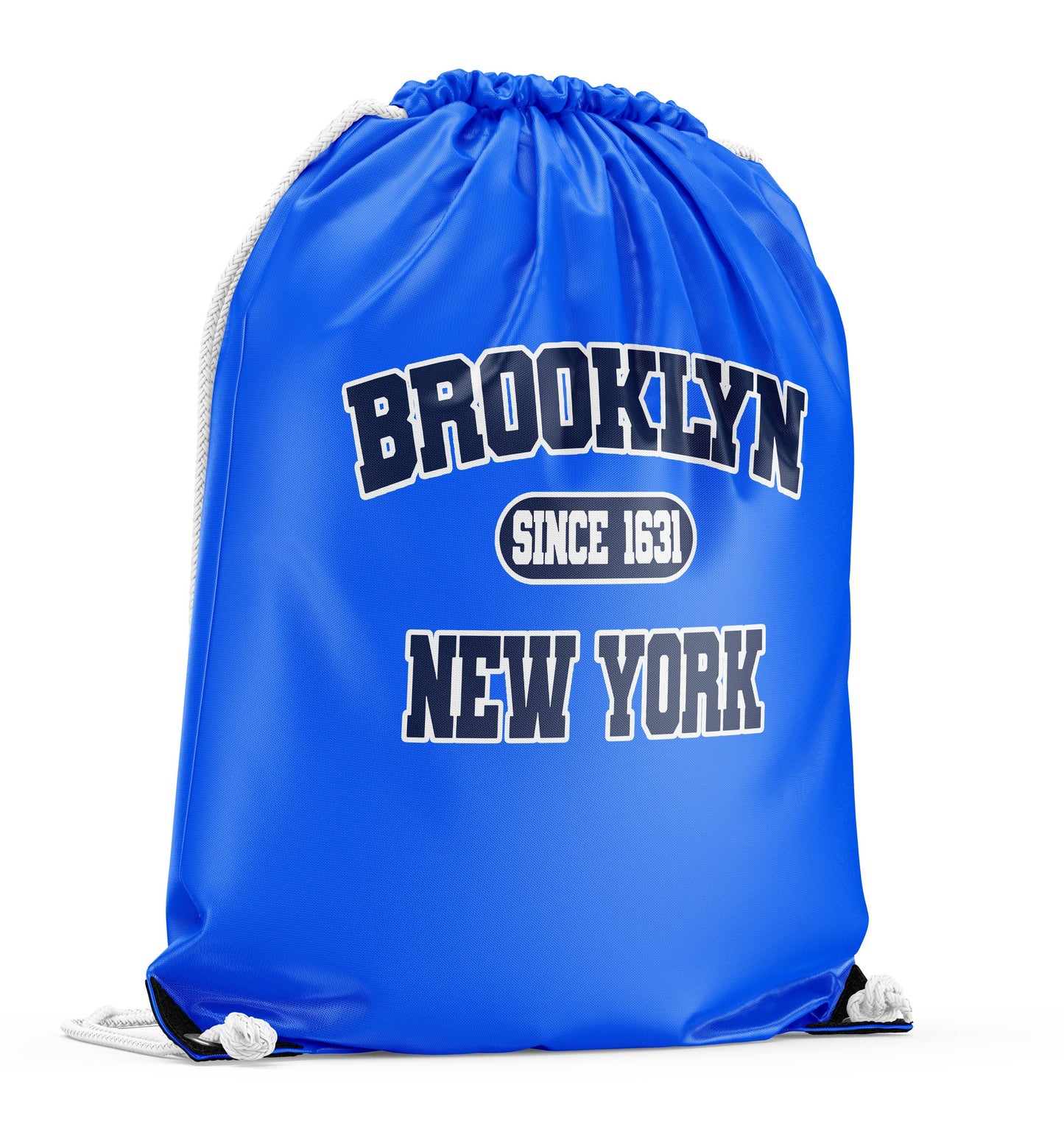 Brooklyn NYC Icon GymsacBackpack Blue with White Chunky Chords Graphic Tee – Easygoing Wear · Trending Graphic Apparel