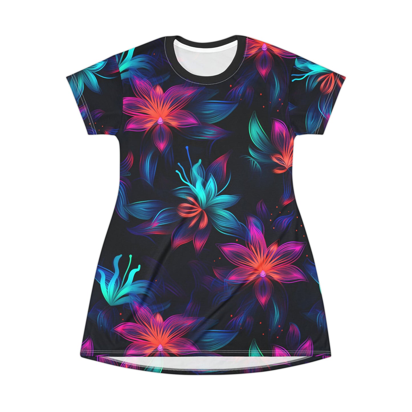 Neon Bloom Delight A Vibrant Fusion of Style Comfort Graphic Tee – Soft Feel · High-Quality Print