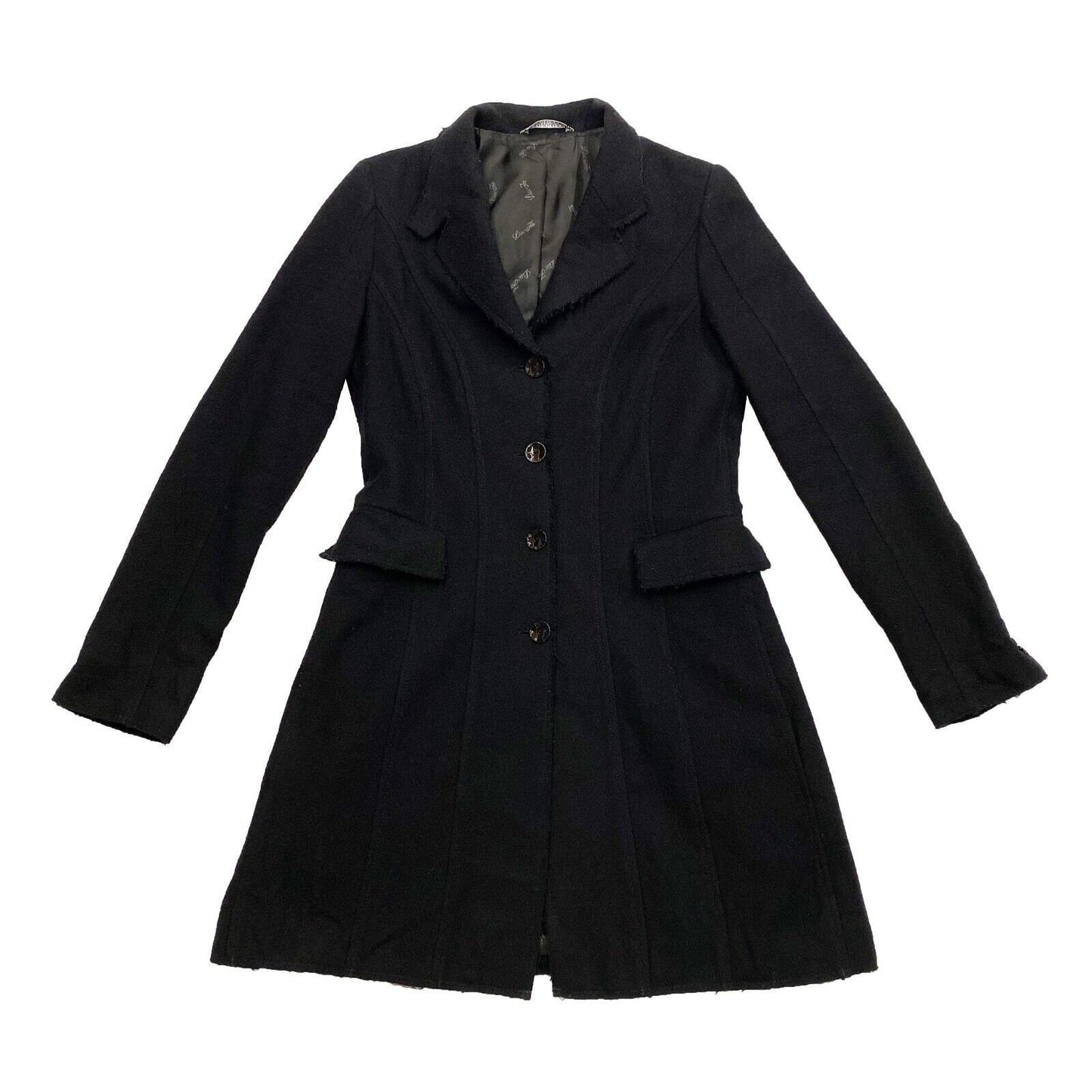 Liu Jo Women39s Long Wool Coat Vintage High End Luxury Designer Jacket Black Graphic Tee – Soft Feel · Perfect For Daily Wear