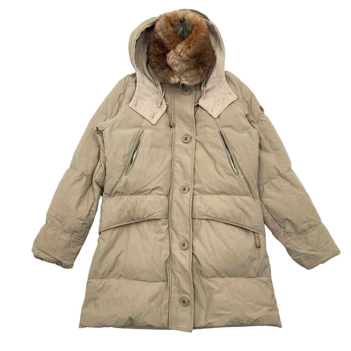 Peuterey Womens Long Padded Beige Winter Coat Vintage High End Designer VTG Graphic Tee – Warm & Stylish · Top Pick For Any Outfit