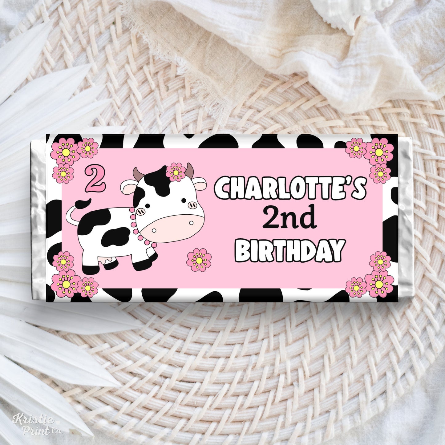 Candy Bar Wrappers for Birthday Cow Theme Birthday Party Decoration Cow Party Favors Chocolate Moo Moo I39m Two Party Decor Girl 2nd COWB1 Graphic Tee – Bold Style · Top Pick For Any Outfit