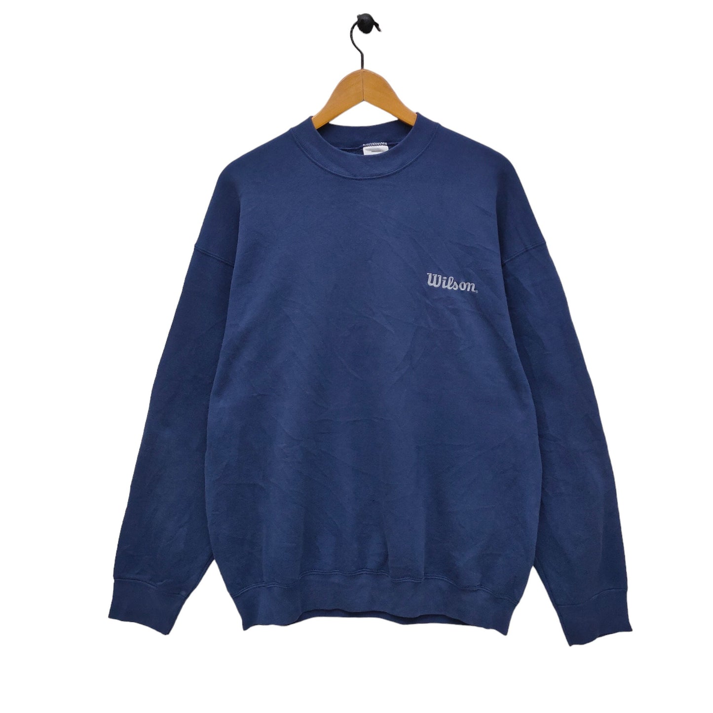 90s Wilson Sweatshirt Vintage Wilson Embroidery Sweater Jumper Crewneck Navy Blue Made in USA Sweatshirt – Bold Style · Great Gift For Fans