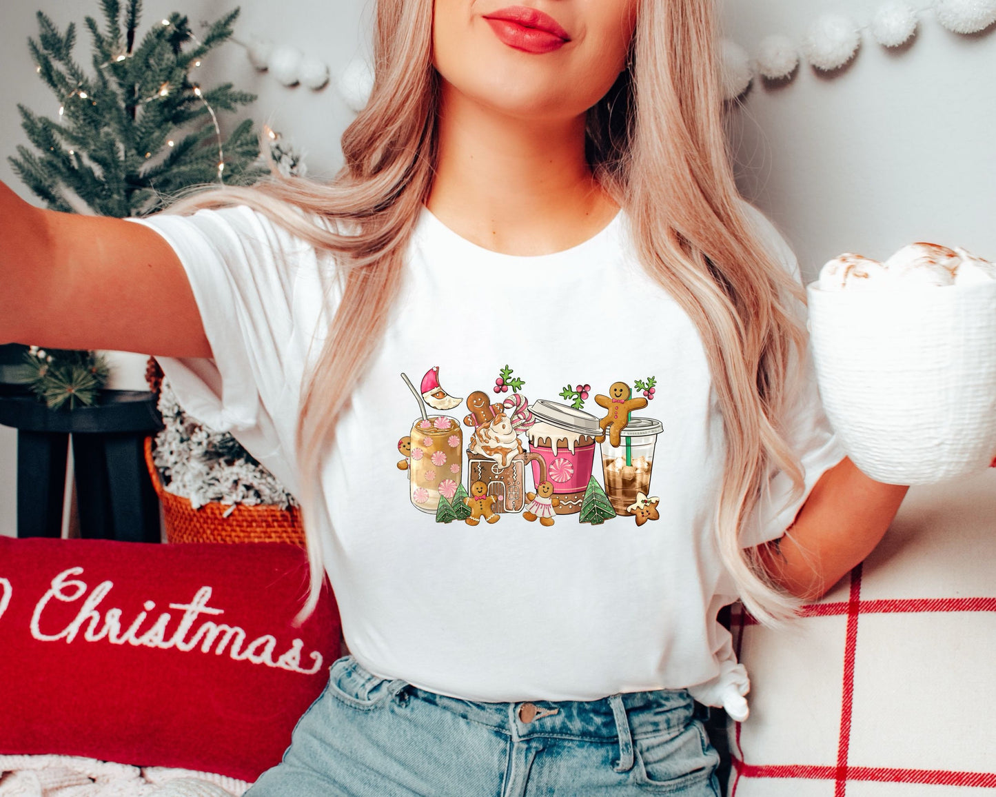 Christmas Coffee Shirt Gingerbread Christmas Drinks Jumper Christmas Shirt Coffee Lover Santa Gift Christmas Green TeeGingerbread Shirt Graphic Tee – Warm & Stylish · High-Quality Print