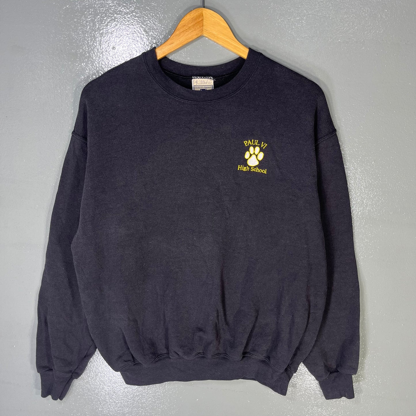 Vintage 90s Lee Tag Paul VI High School Spellout Small Logo Embroidered Sweatshirt Lee Crewneck Pullover Sweater Colour Black Size NA Sweatshirt – Feel-Good Design · Must-Have Style