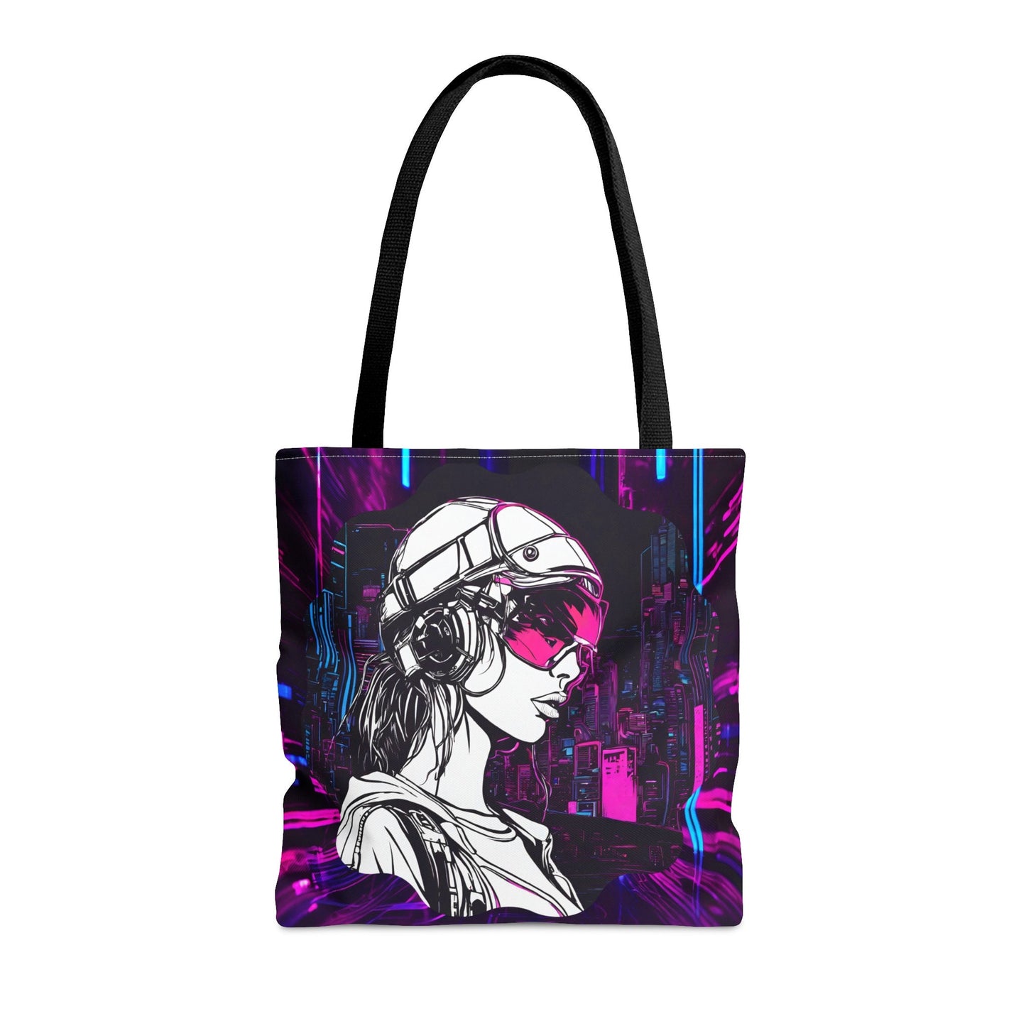 Cyber Chic Neon Lights All Over Print Tote Bag with Cyberpunk Girl Tote Bag – Cozy Vibes · Top Pick For Any Outfit