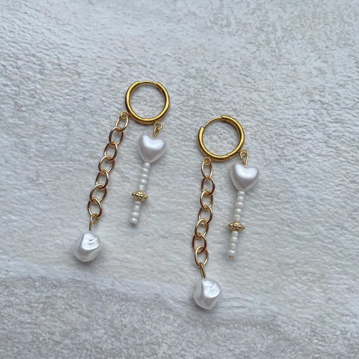 Heart Pearl Dangle Hoop Earrings Stainless Steel Gold Coquette Graphic Tee – Fan Favorite · Trending Graphic Apparel