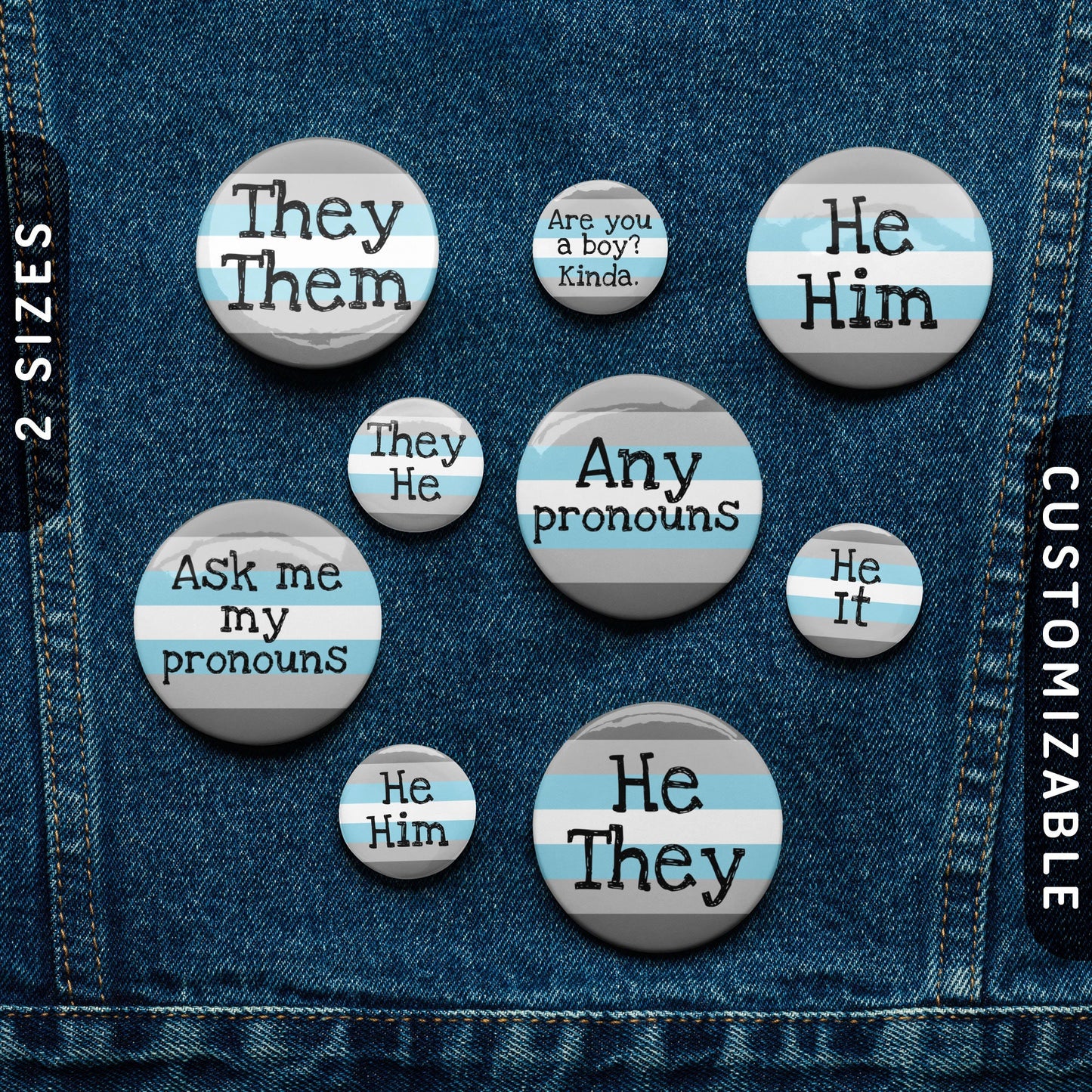 Demiboy Pronoun Pin Buttons Demiboy Pride Flag Tin Pins Custom Any Pronouns TheyThem HeThey HeHim HeIt Ask Me My Pronouns Graphic Tee – Everyday Comfort · Top Pick For Any Outfit