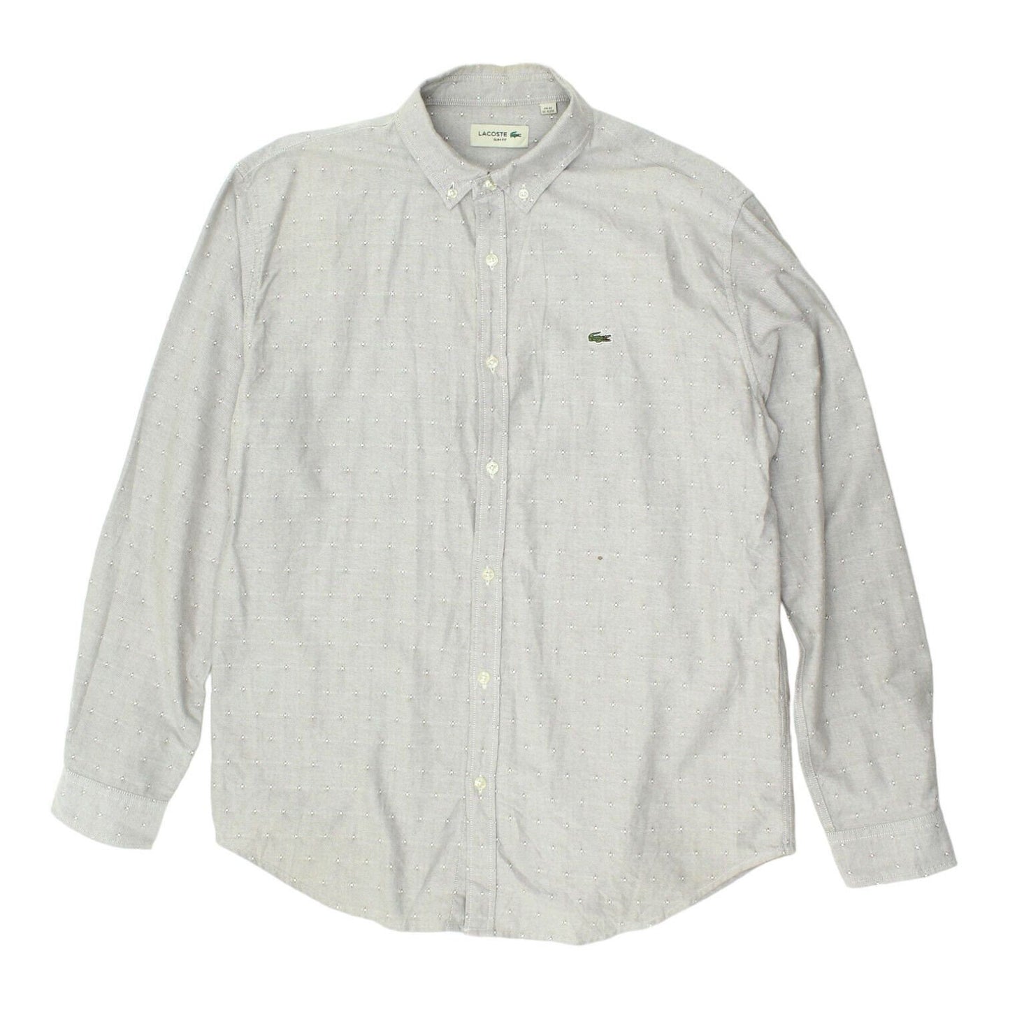 Lacoste Mens Grey Long Sleeve Button Up Shirt Vintage High End Designer VTG Graphic Tee – Easygoing Wear · Top Pick For Any Outfit