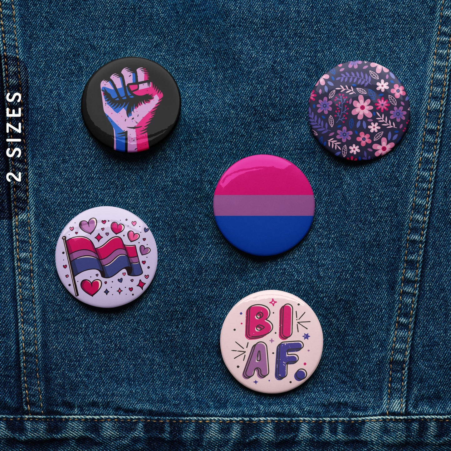 Subtle Bisexual Pin Buttons Set of 5 Bisexual Pins Bisexual Tin Pins Bi Pride Flag Pin Bi Pins Bisexual Pride Gift Graphic Tee – Fan Favorite · High-Quality Print