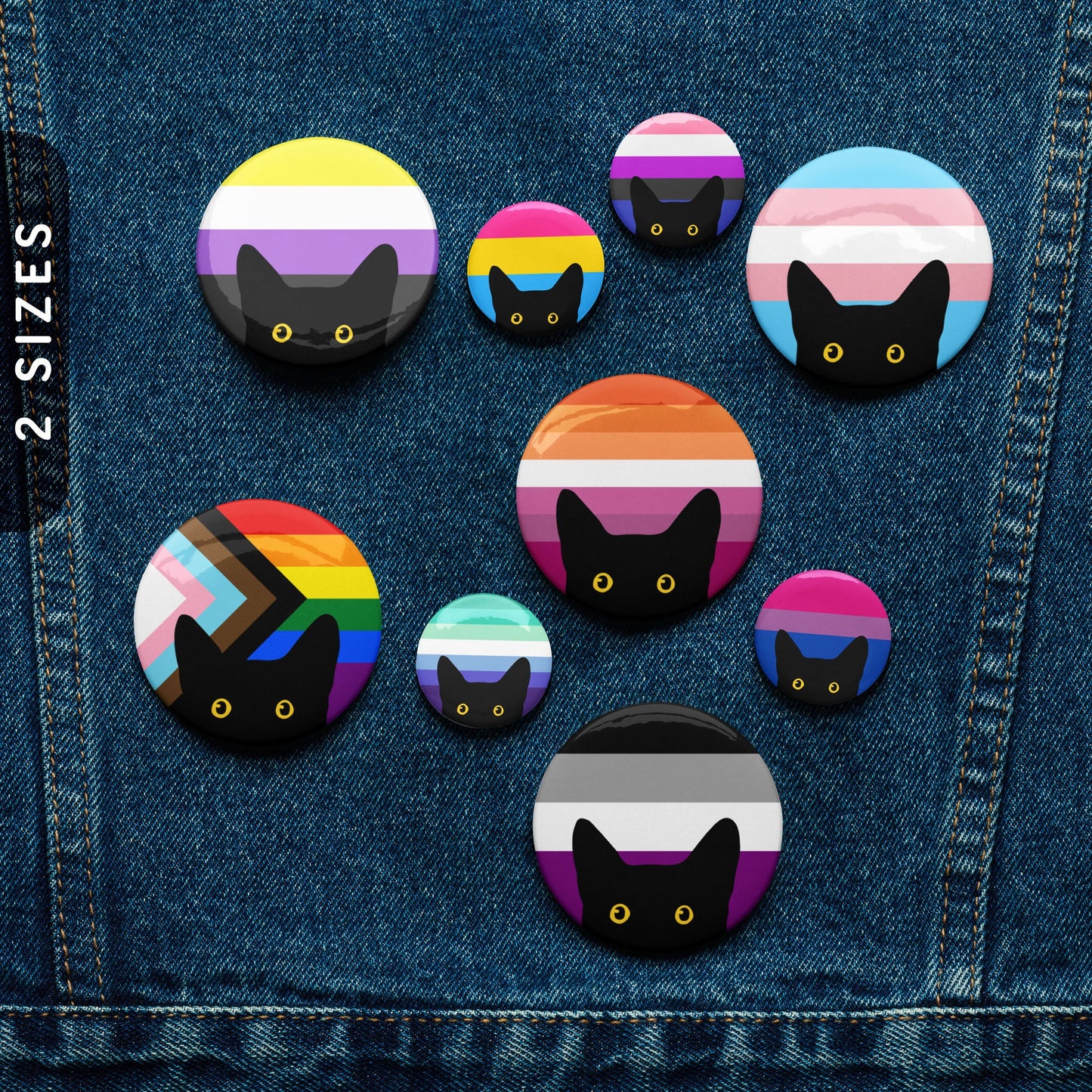 Peeking Cat in Pride Flag Pins LGBTQ Pin Badges Custom Pin Buttons Gay Lesbian Bisexual Trans Queer Nonbinary Asexual Pins Graphic Tee – Fan Favorite · Trending Graphic Apparel
