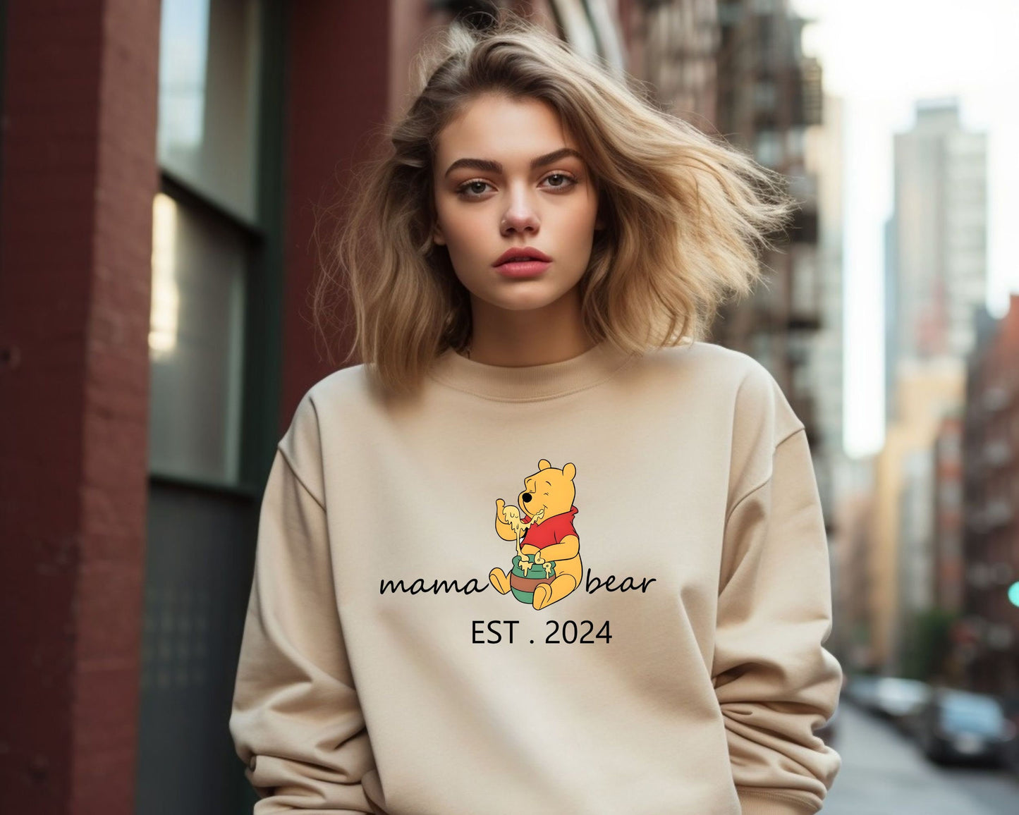 Winnie The Pooh Mama Bear Sweatshirt Winnie the Pooh Baby Shower Shirt Cute Pooh Shirt Pooh and Flowers Shirt Disney Winnie the Pooh Tee Sweatshirt – Feel-Good Design · Great Gift For Fans