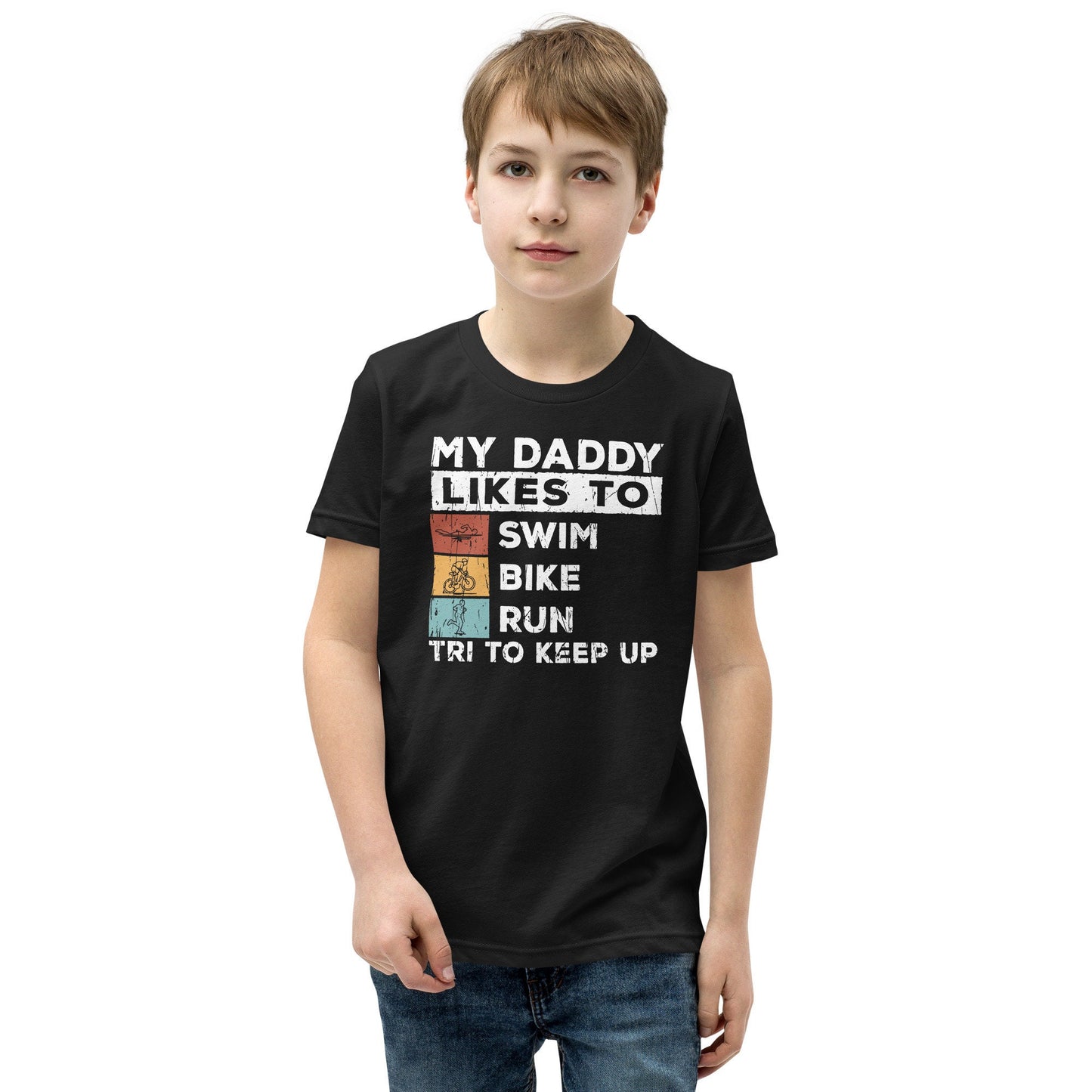 My Daddy Likes to Swim Bike Run Tri to Keep Up T Shirt 5 14 Years Graphic Tee – Soft Feel · Must-Have Style