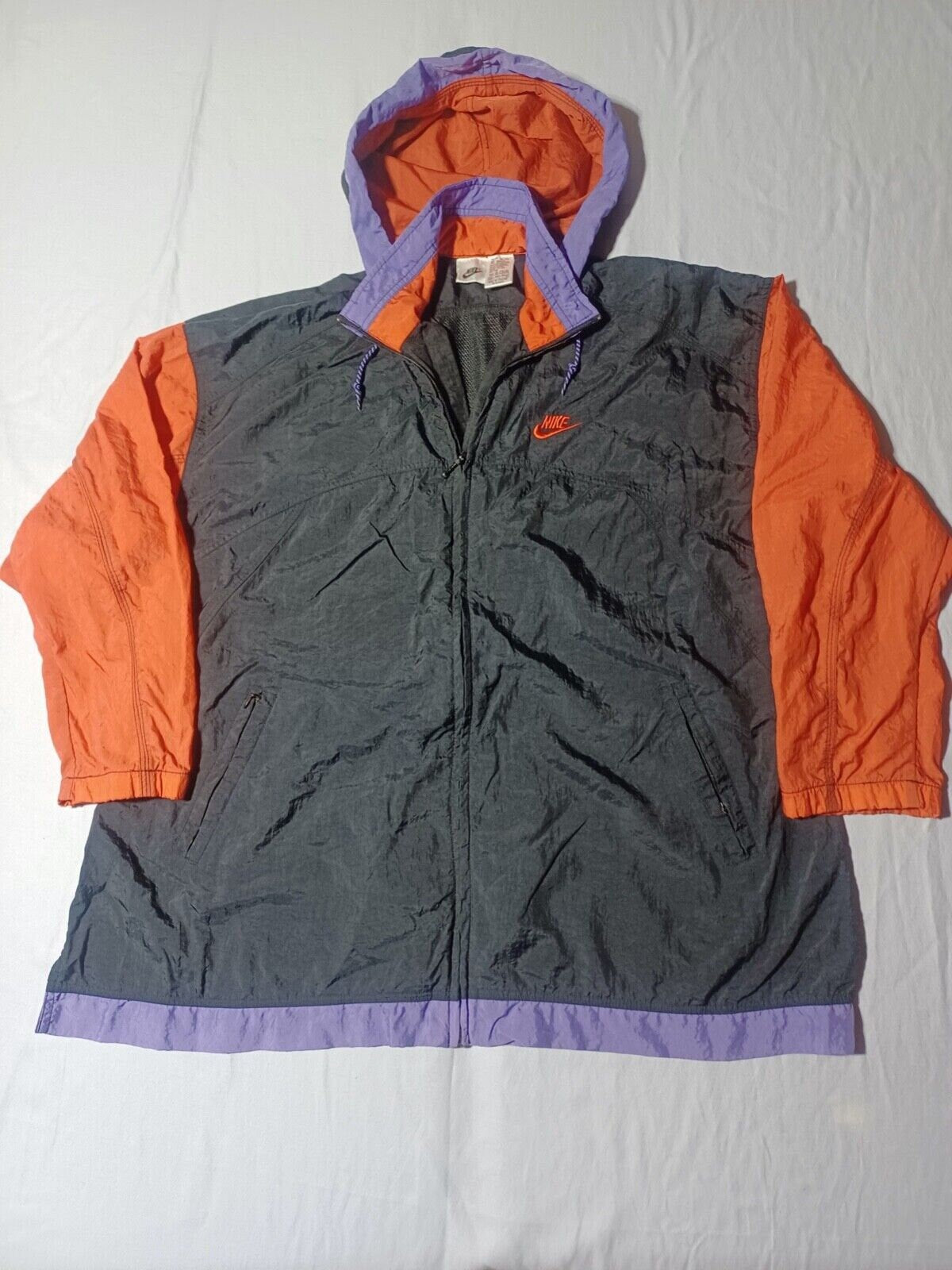 Vintage 1990s 1980s 80s 90s Nike Swoosh Hooded Zip Up Windbreaker Grey Tag L XL Graphic Tee – Easygoing Wear · Trending Graphic Apparel