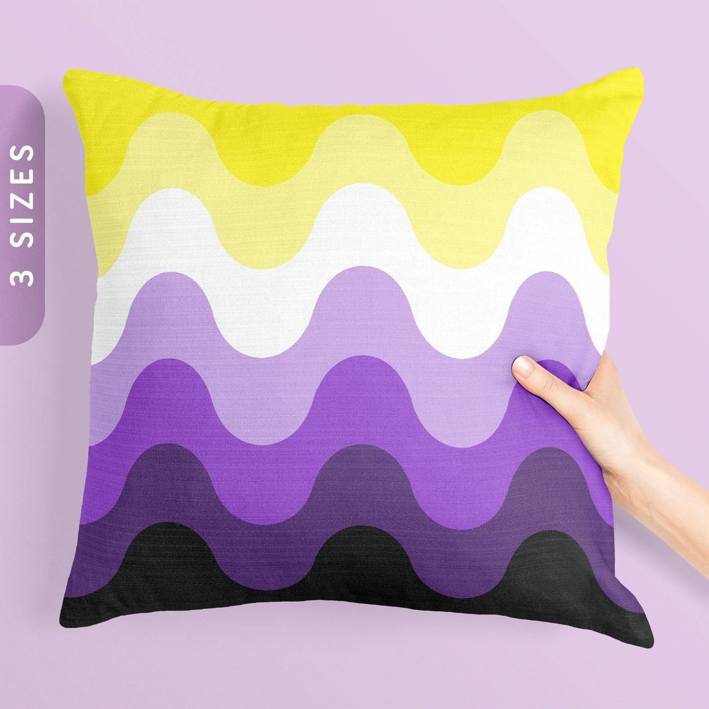 Subtle Nonbinary Pride Waves Pillow Case Insert All Over Throw Pillow Pride Cushion Cover LGBTQ Enby Pride Pillow Cover Graphic Tee – Fan Favorite · Great Gift For Fans