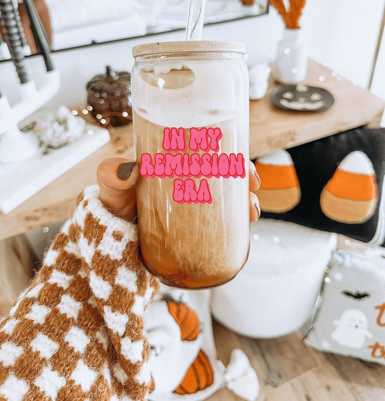 Cancer in Remission Congratulations Cancer Free Glass Tumbler Gifts Reusable Cup For Her Friend Bamboo Lid Straw Iced Coffee Soda Can Graphic Tee – Fan Favorite · Perfect For Daily Wear