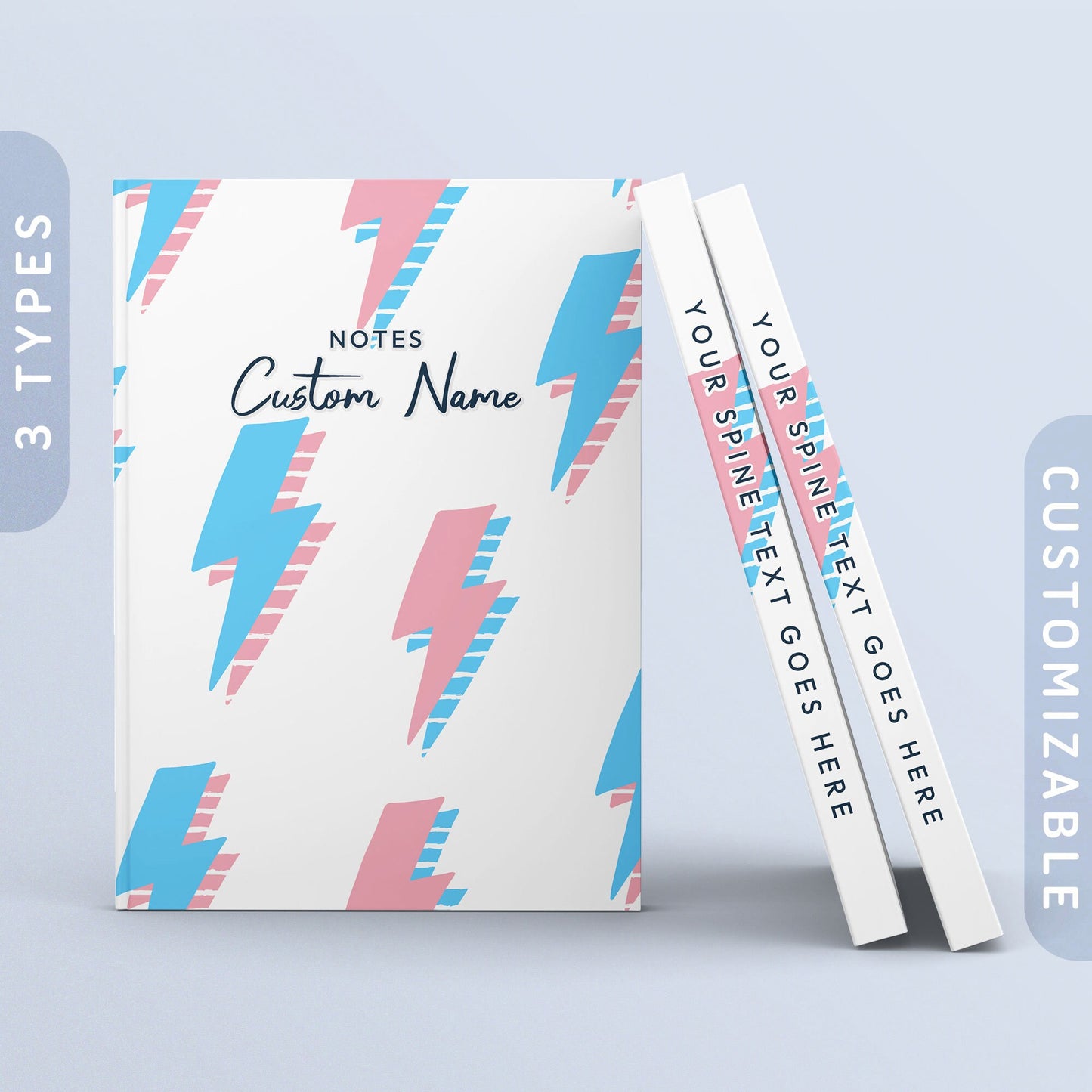 Personalized Subtle Trans Journal Transgender Pride Flag Thunderbolts Journal Customizable Hardcover Notebook Custom Name Text Graphic Tee – Cozy Vibes · Great Gift For Fans