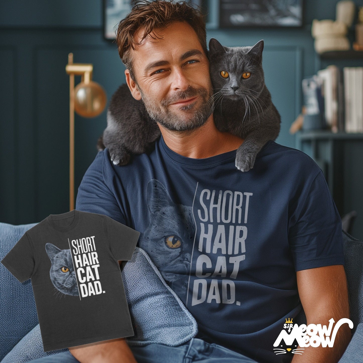 Short Hair Cat Dad T Shirt Cat Lover Tee Pet Parent Gift British Blue Top Fathers Day Cat Shirt Graphic Tee – Bold Style · Trending Graphic Apparel
