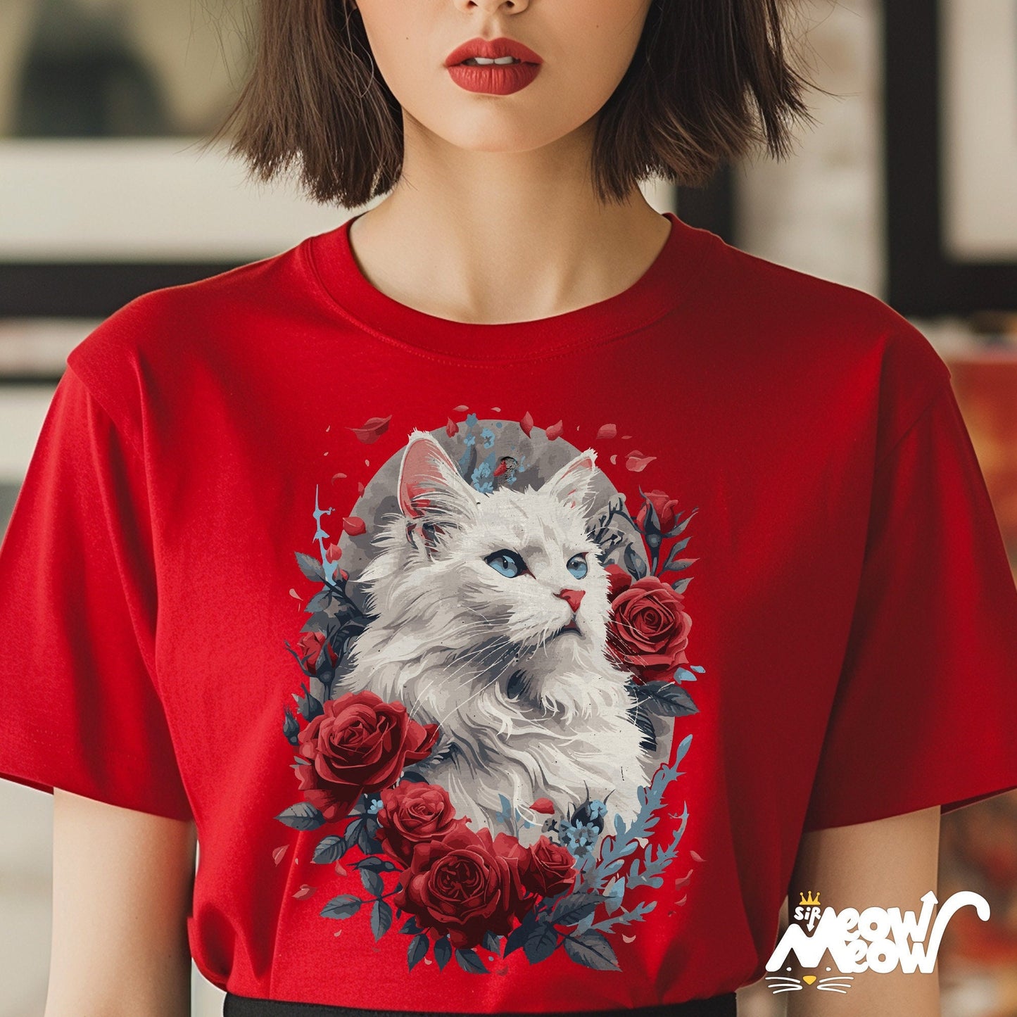 White Ragdoll Cat with Red Roses T Shirt Beautiful Floral Cat Tee Unisex Animal Lover Shirt Cat Lover T Shirt Perfect Gift for Her Graphic Tee – Fan Favorite · Must-Have Style